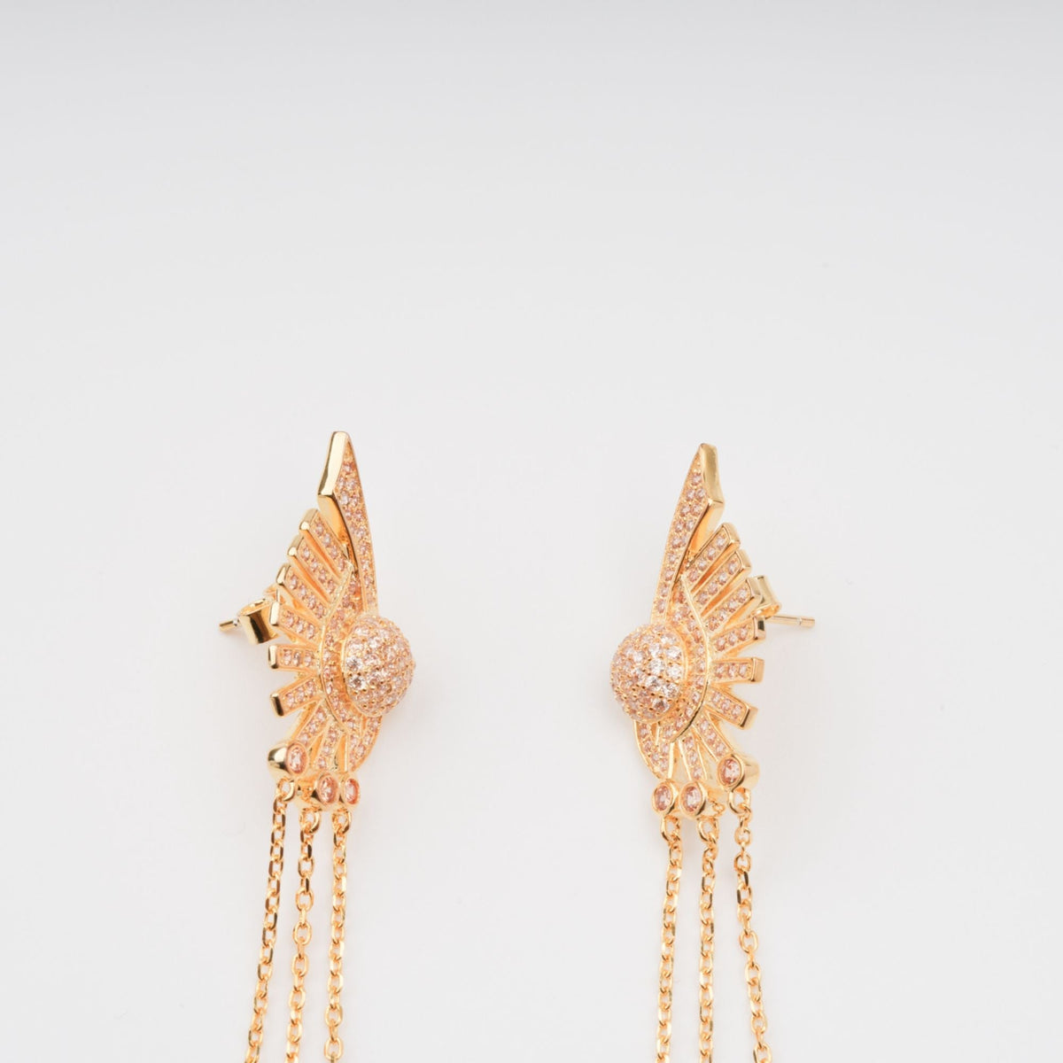 Balch Gold Tone Sun Motif Dangle Silver Earrings