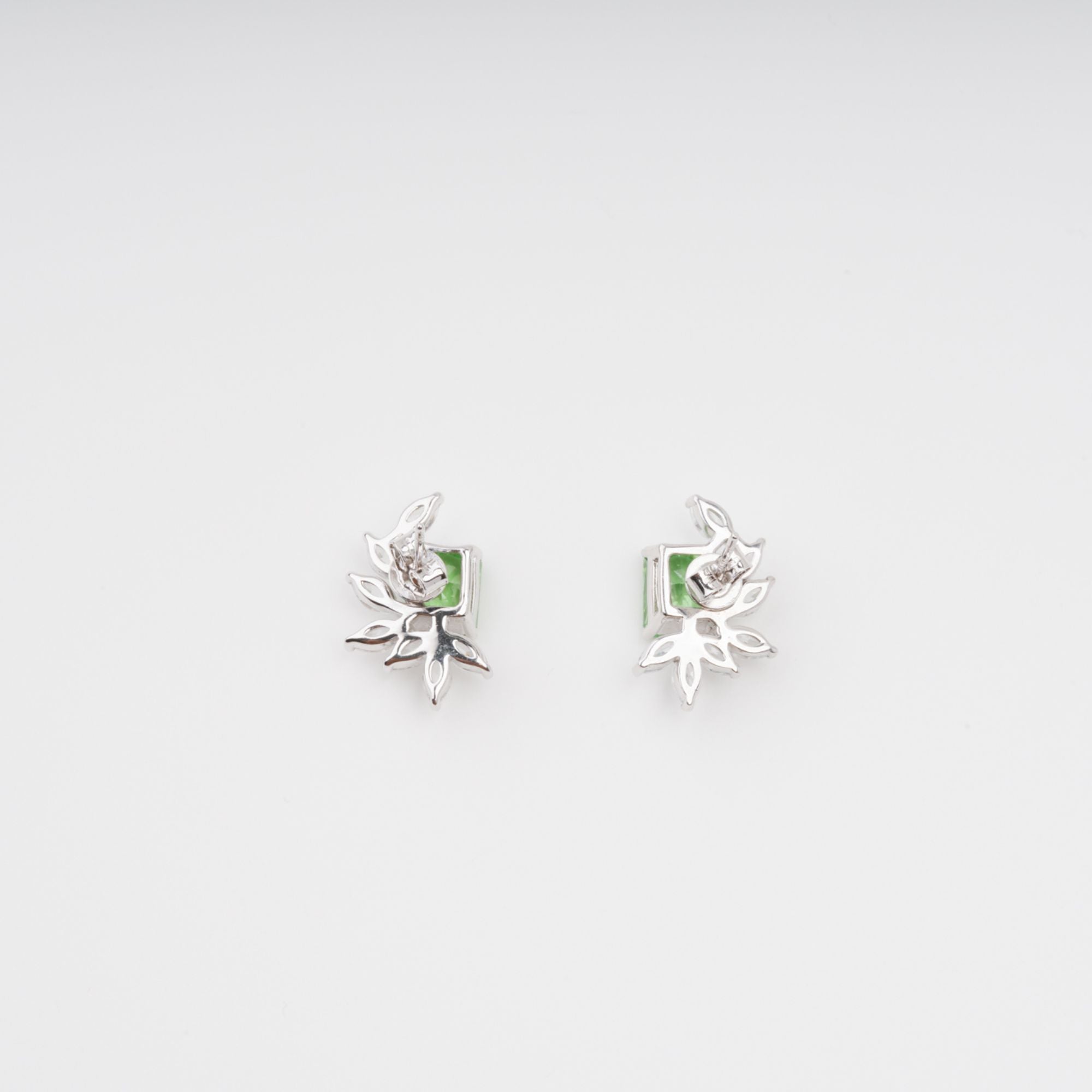 Meris Green Rectangular Gemstone Sterling Silver Earrings