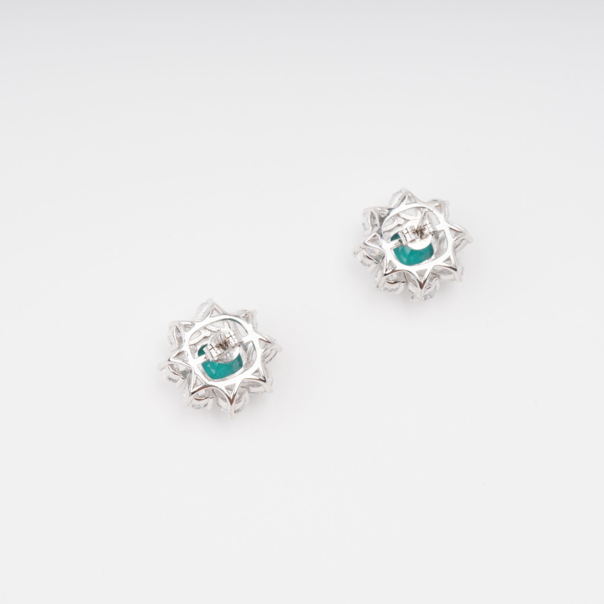 Erica Green Flower Shaped Gemstone Sterling Silver Earrings