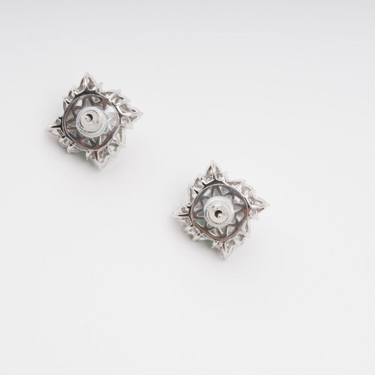 Hilja Green Round Cut Gemstone Sterling Silver Earrings