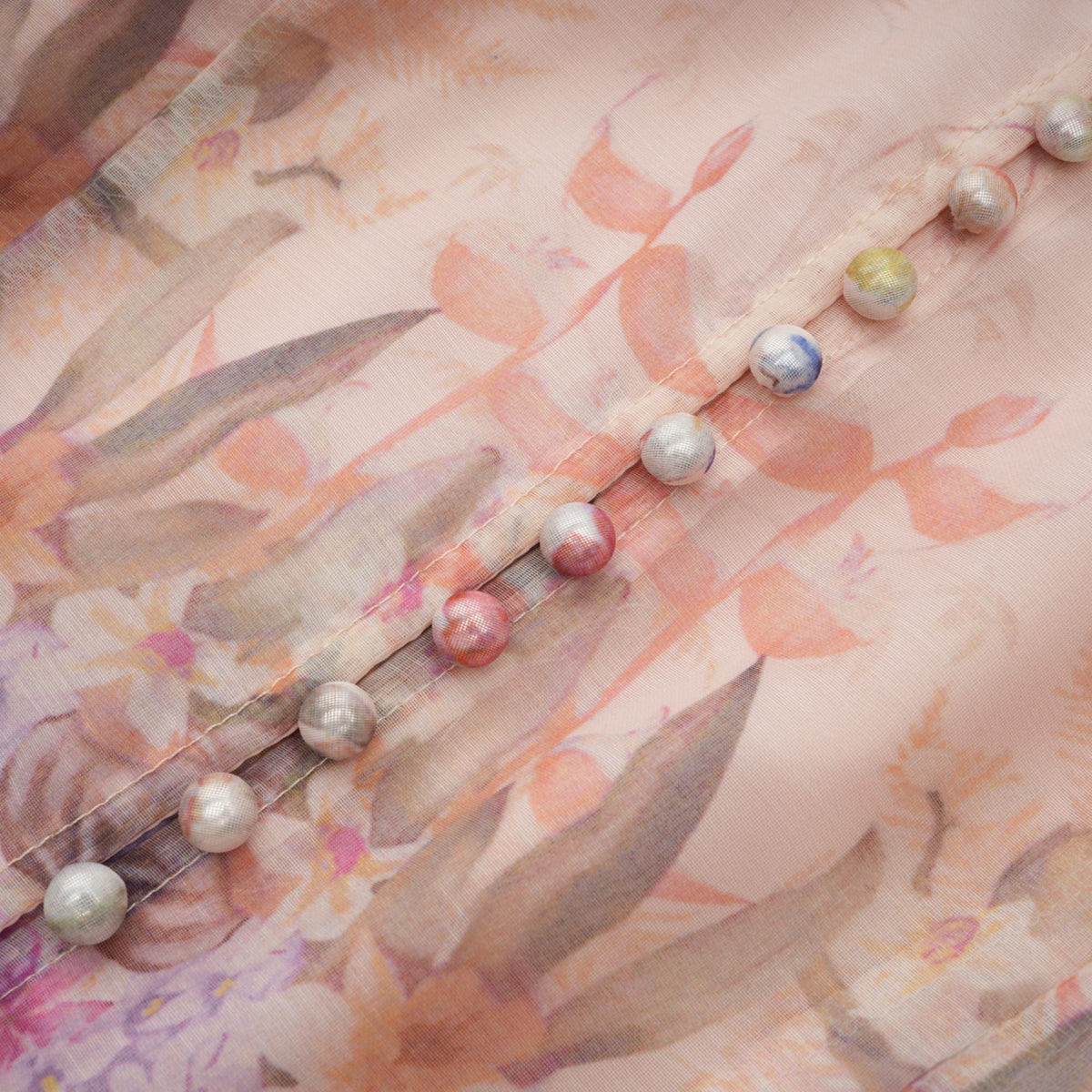 Aya Pink Godet Floral Mini Dress