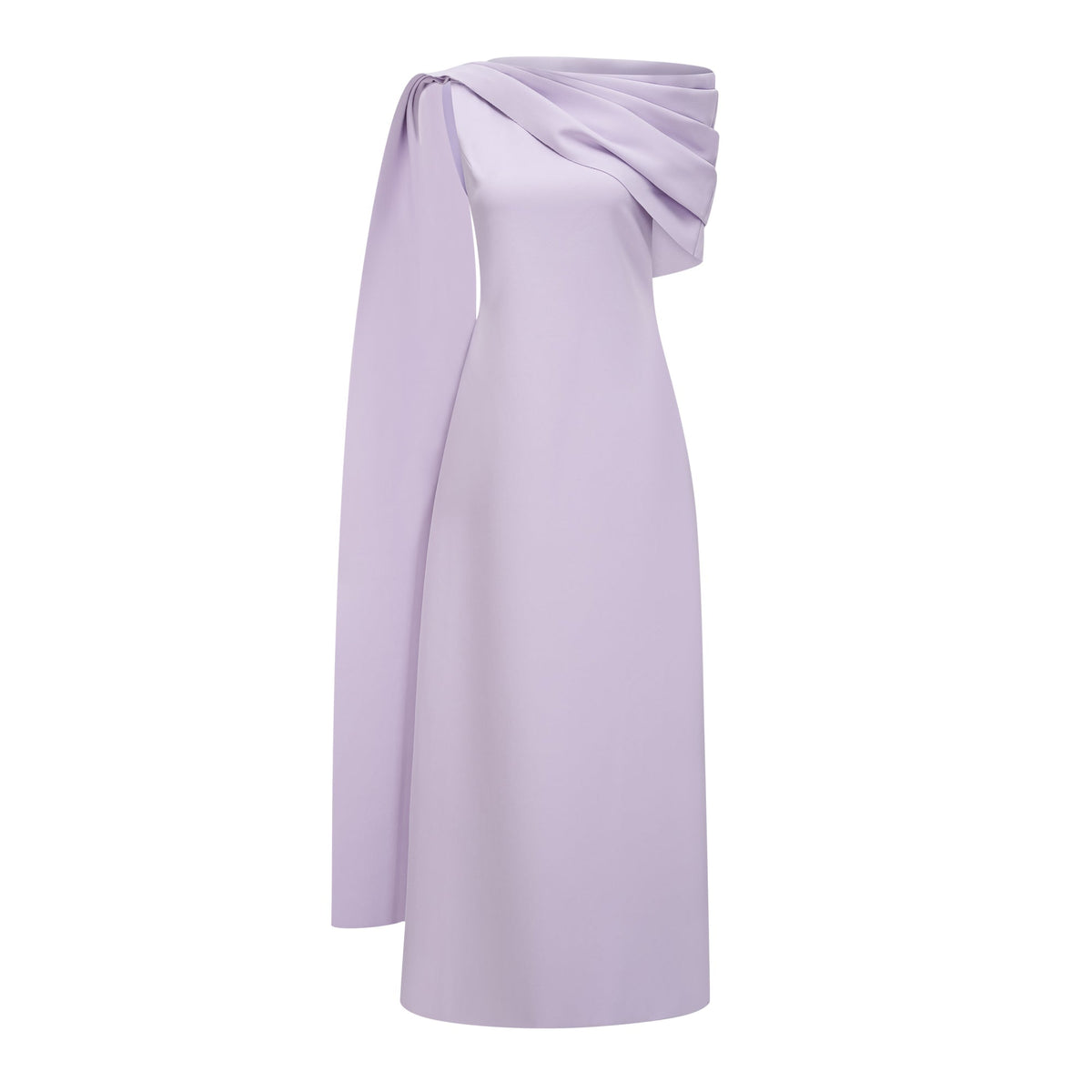Annabelle Purple Cape-Design Ribbon Maxi Dress (Without Gloves)