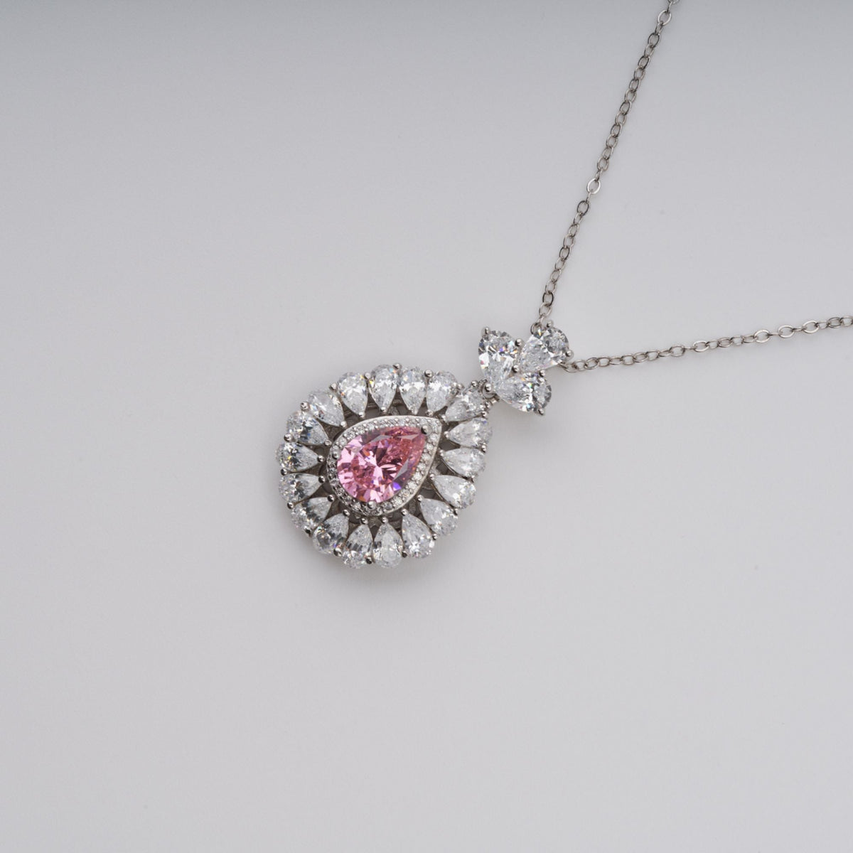 Rikka Pink Oval Cut Gemstone Pendant Sterling Silver Necklace