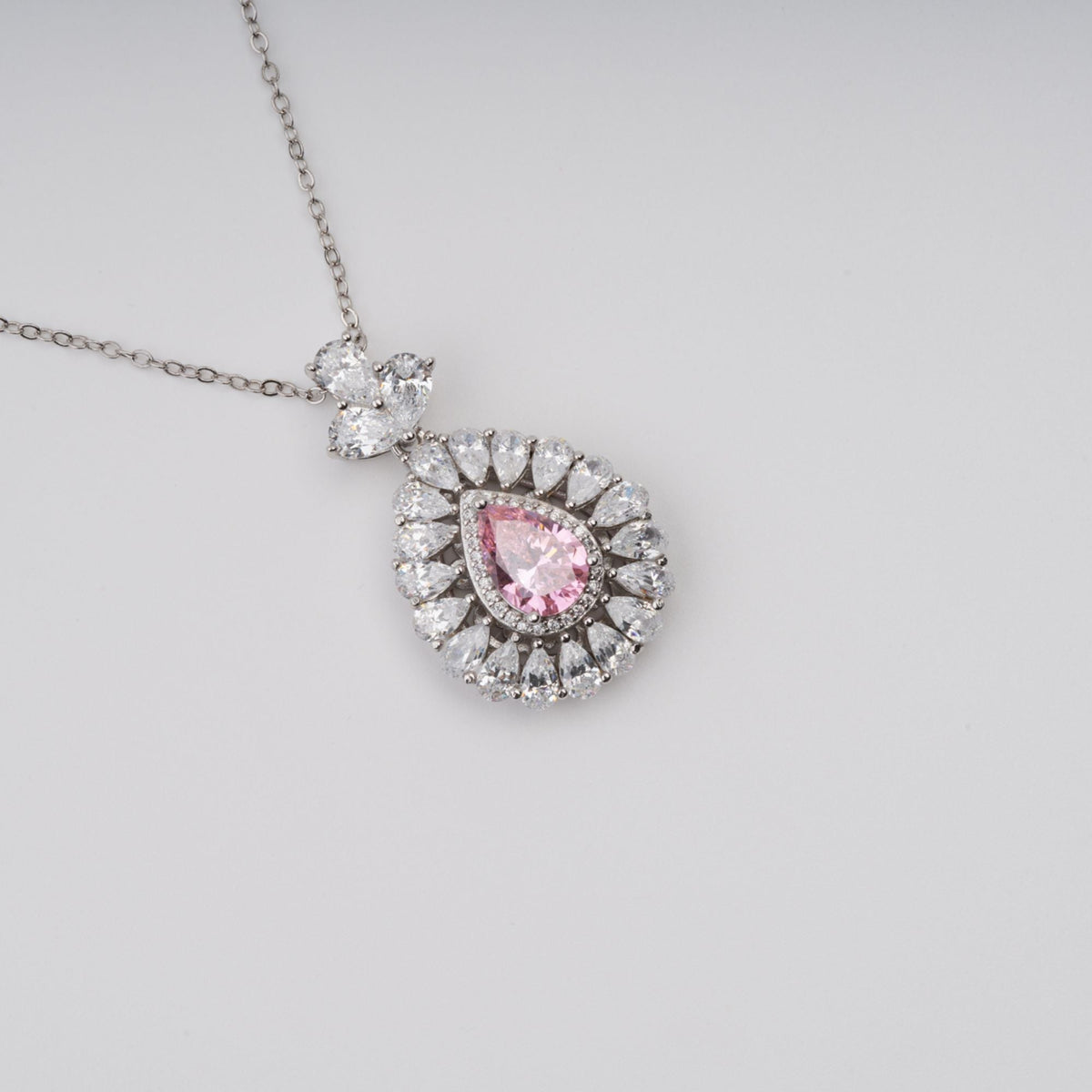 Rikka Pink Oval Cut Gemstone Pendant Sterling Silver Necklace