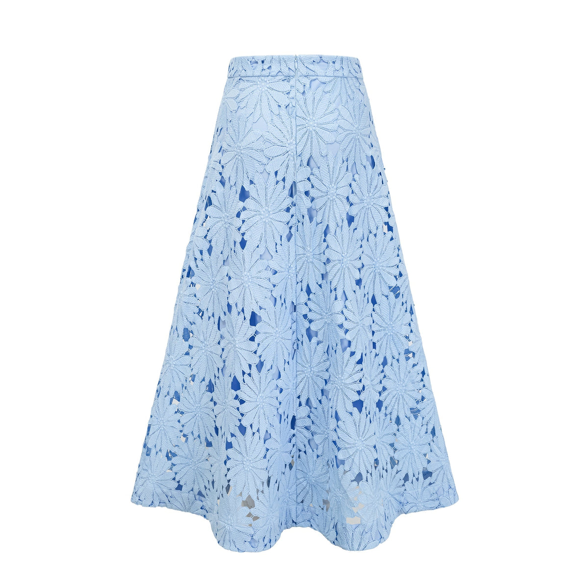 Audrey blue guipure-lace top & skirt matching set