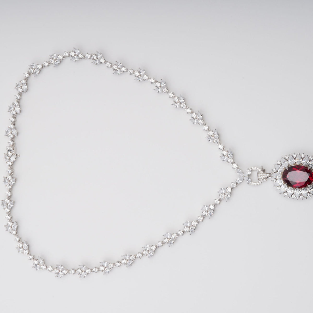 Eini Red Oval Cut Gemstone Pendant Sterling Silver Necklace