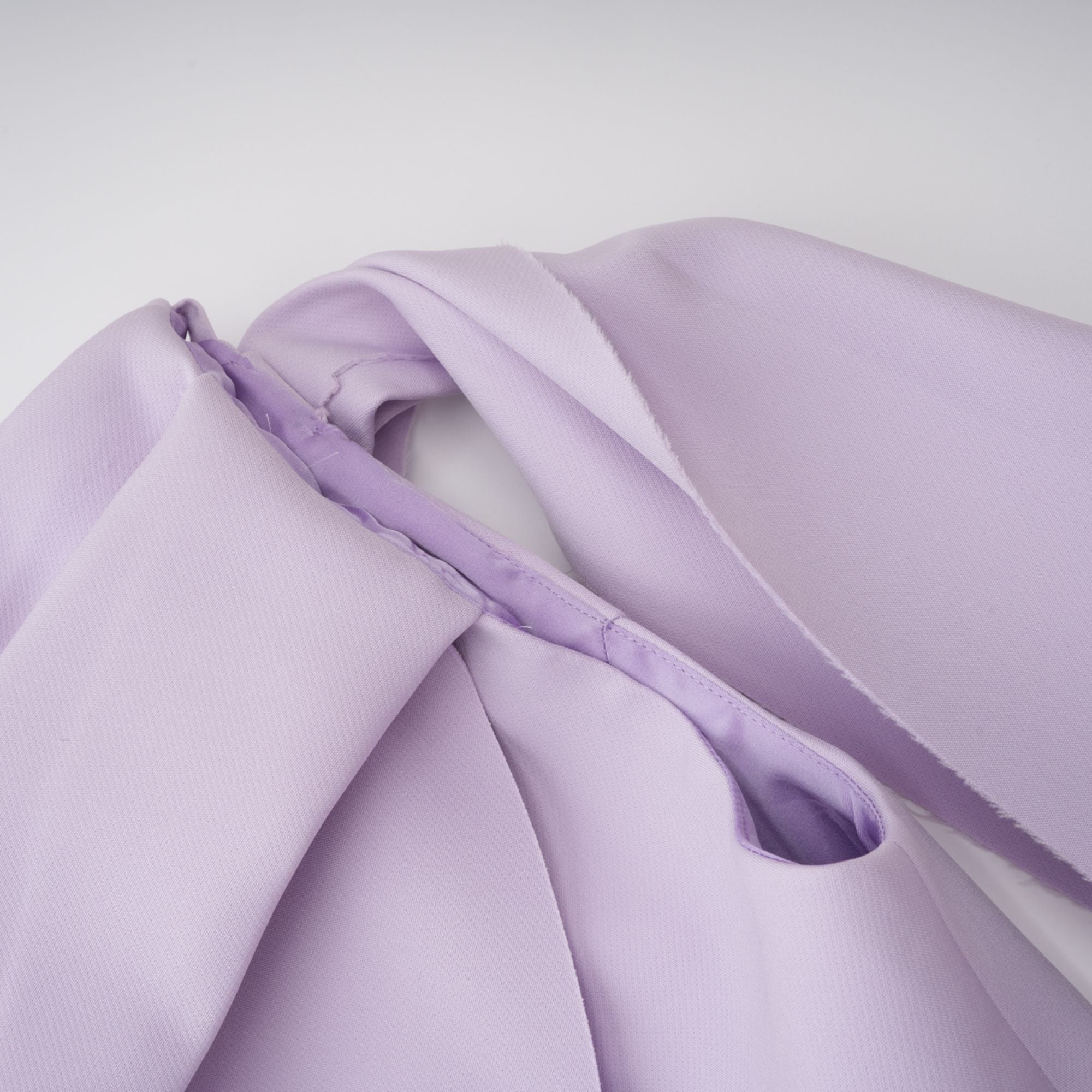 Annabelle Purple Cape-Design Ribbon Maxi Dress