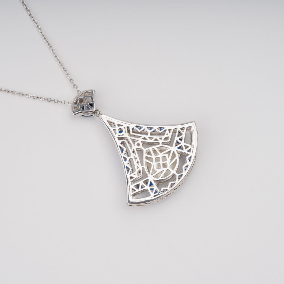Doris Blue Ginkgo Leaf Gemstone Pendant Sterling Silver Necklace