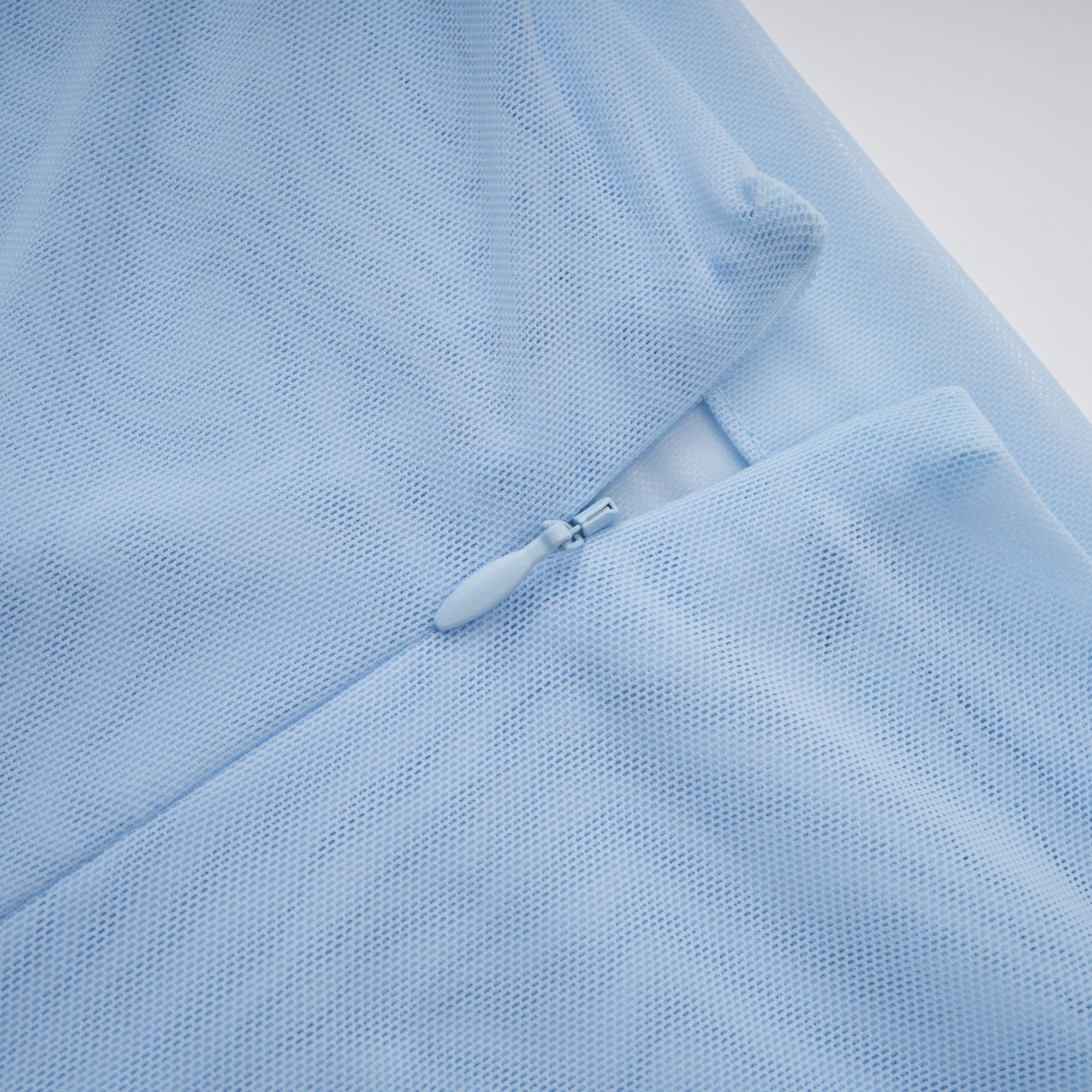 Sylphe Baby-Blue Asymmetrical Pleated Sleeveless Mini Dress (Final Sale-US Only)