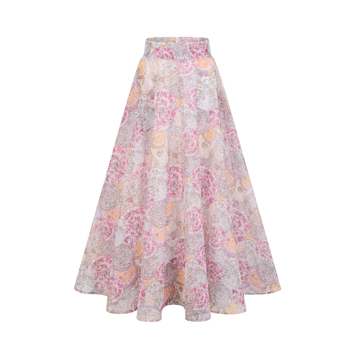 Cherry pink pattern-print shirt & skirt matching set