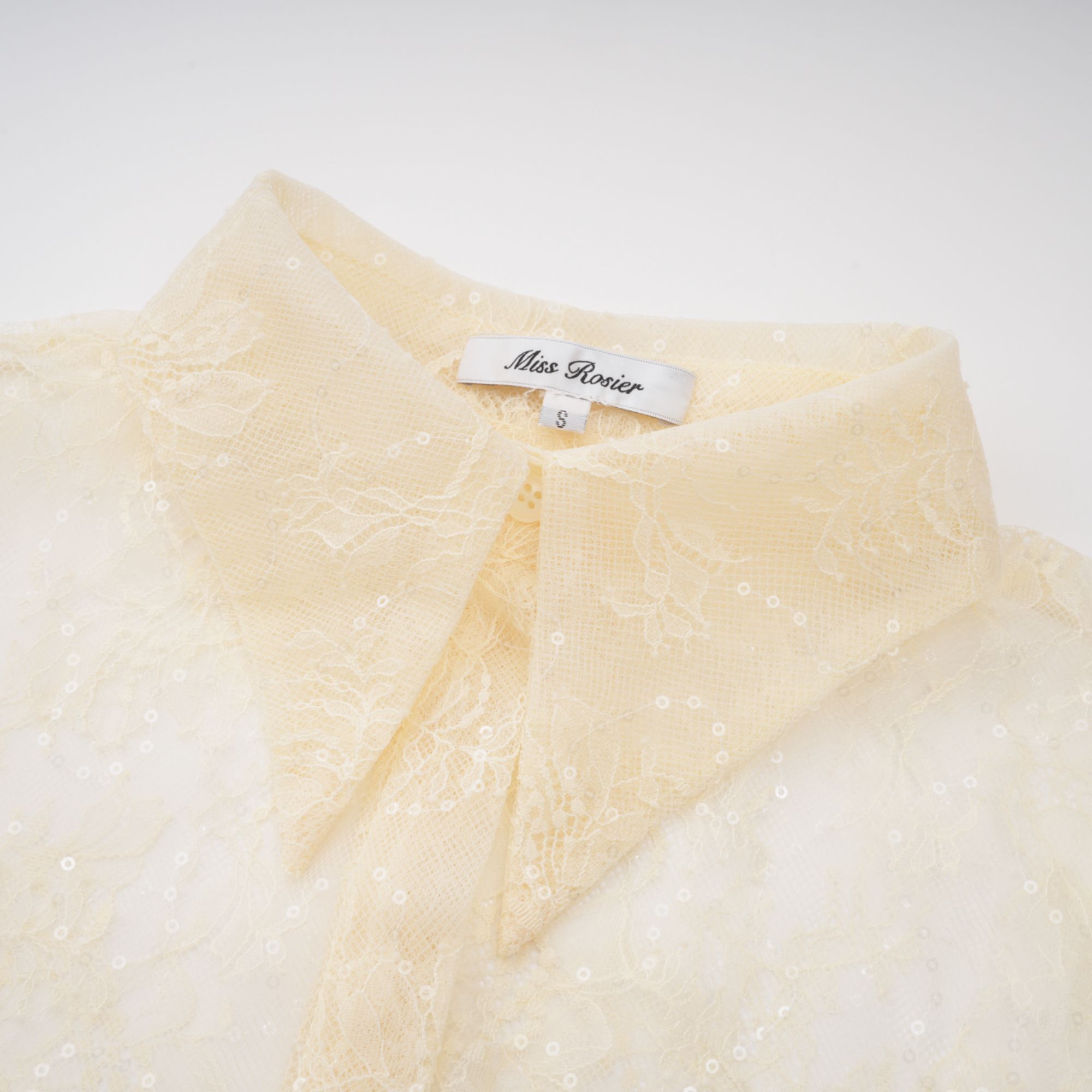 Ingrid Neutral Peplum Floral Lace Blouse
