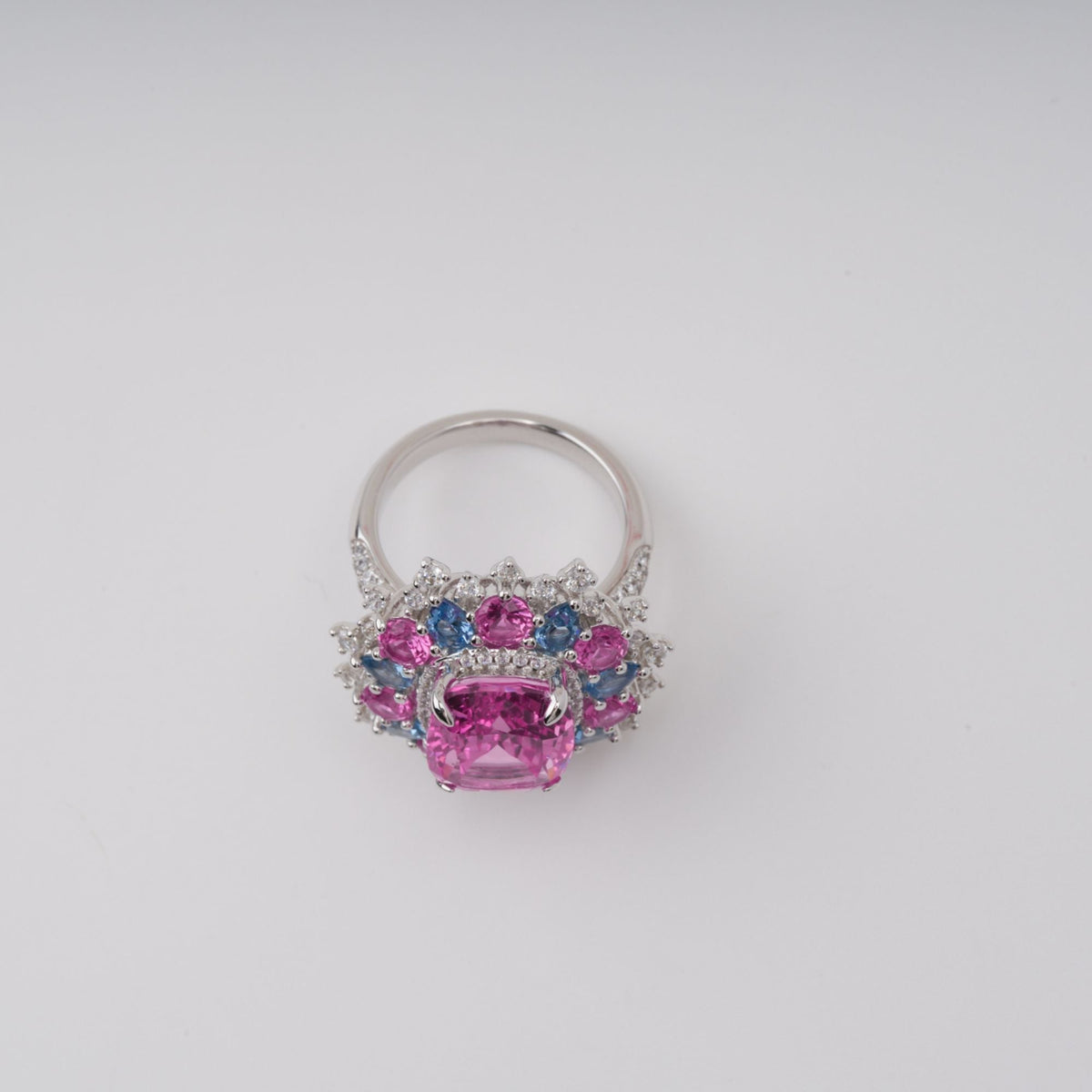 Révérence Pink Halo-Set Zircon Gemstone Sterling Silver Ring
