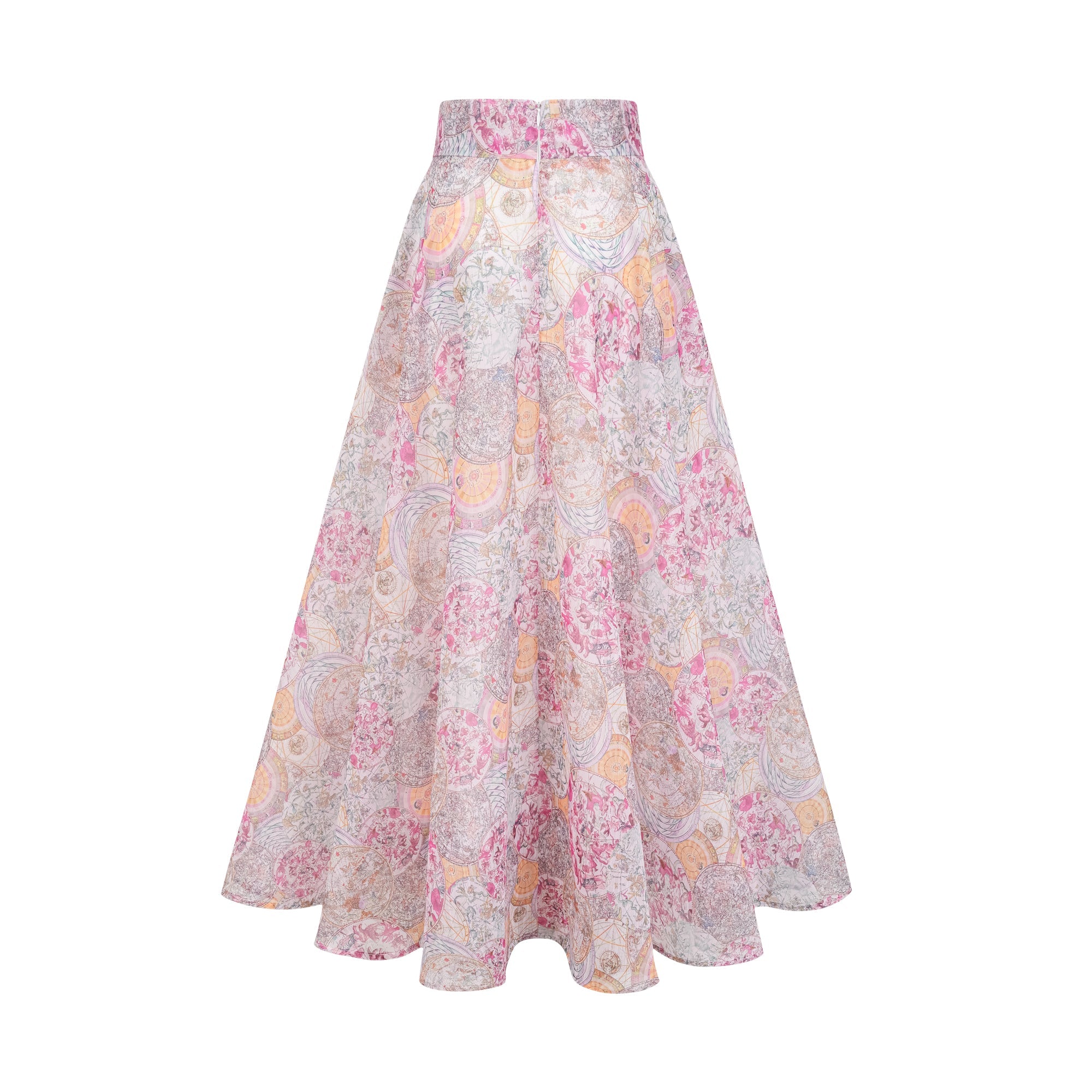 Cherry pink pattern-print shirt & skirt matching set