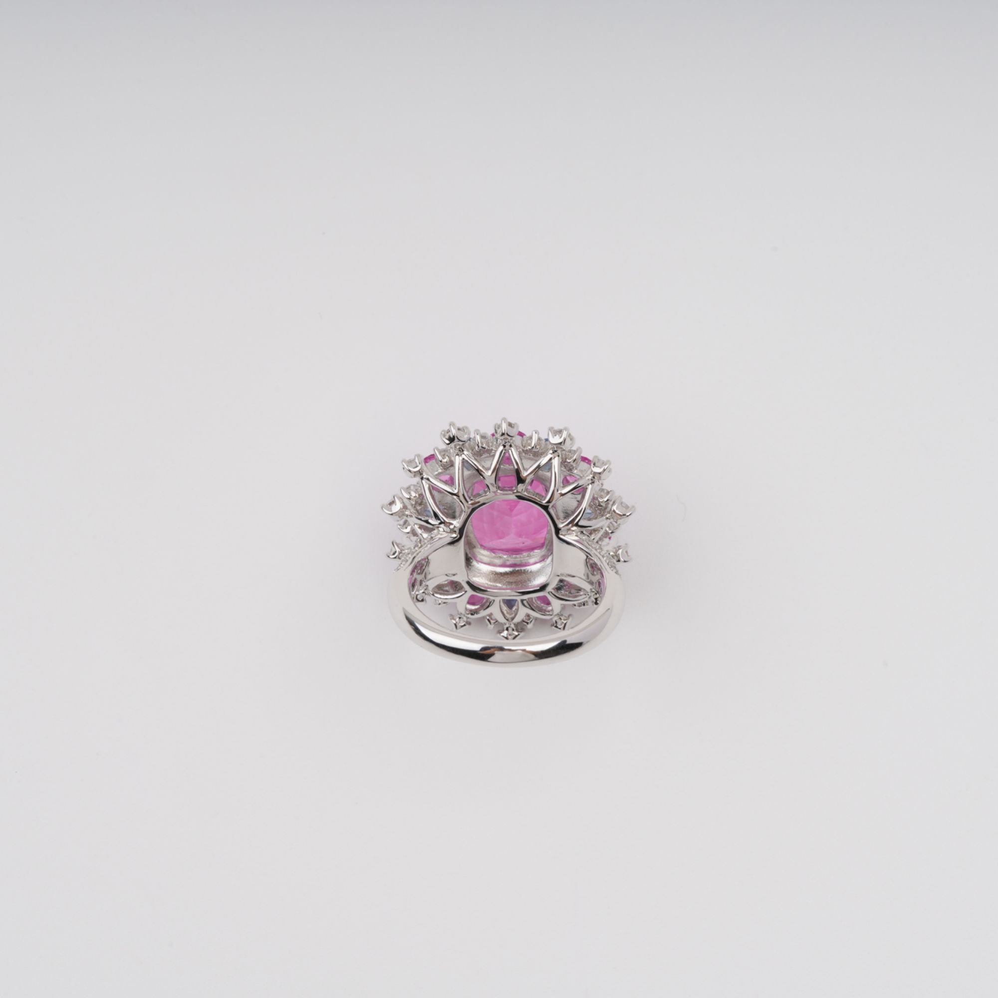 Révérence Pink Halo-Set Zircon Gemstone Sterling Silver Ring