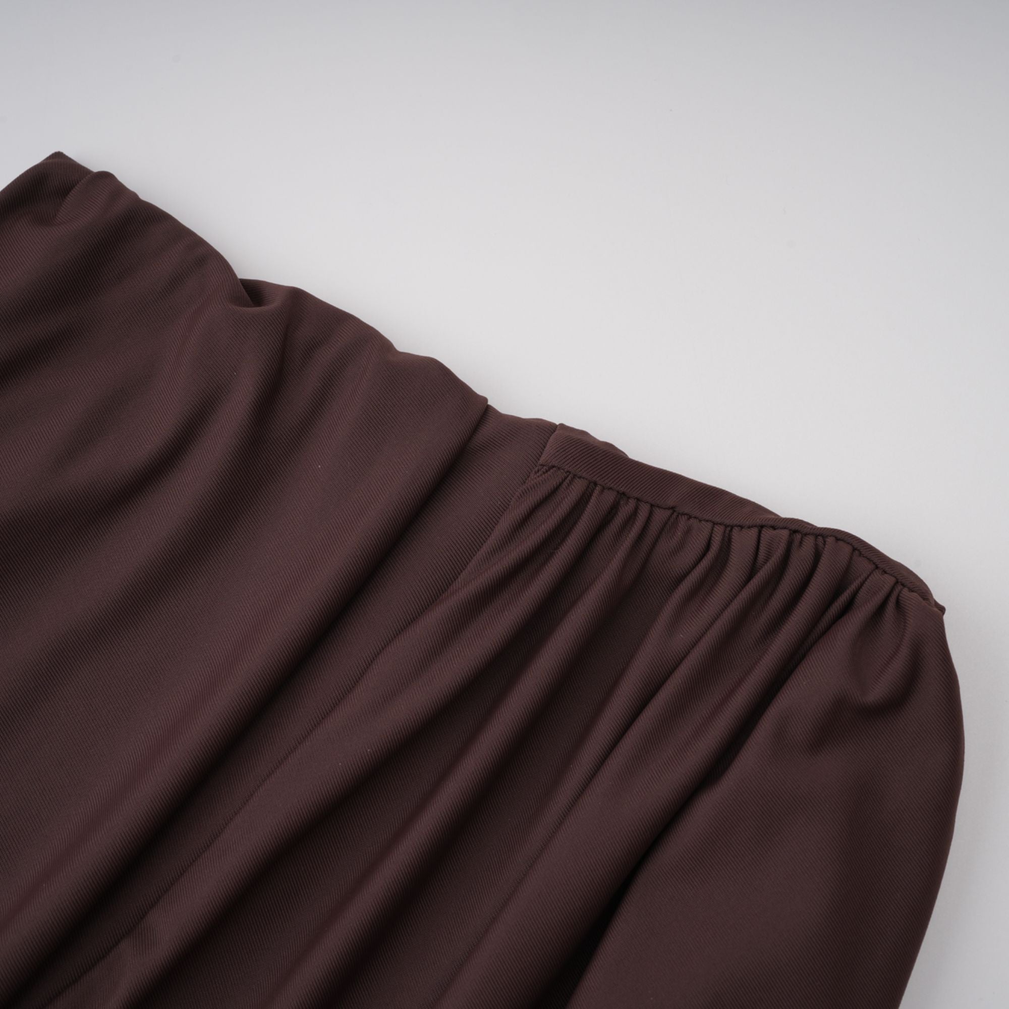 Prune Brown Night Out Asymmetrical Ruched Midi Dress