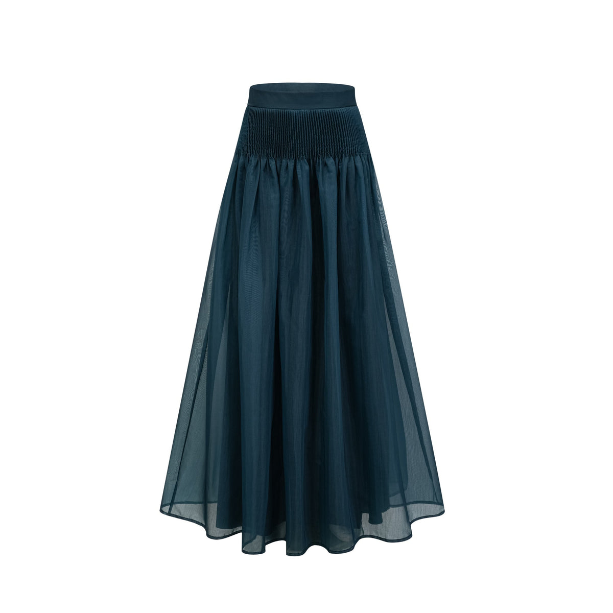 Zoé dark-green ribbon tie-neck shirt & skirt matching set (Final Sale-US Only)