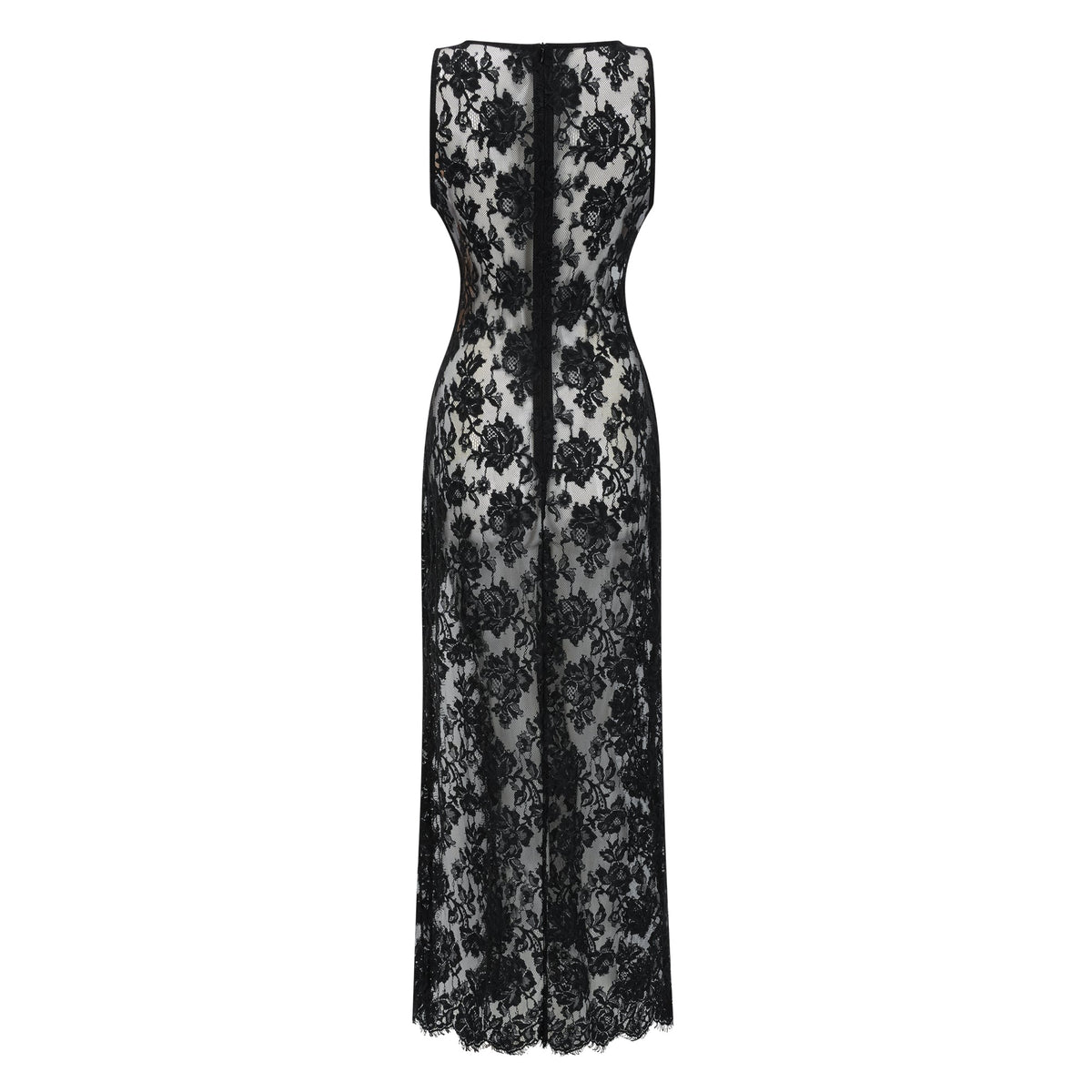 Olesya Black Semi Sheer Lace Maxi Dress (Final Sale)
