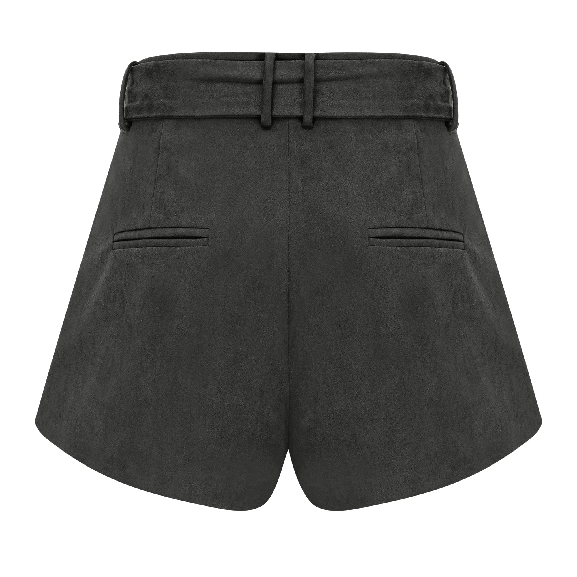 Chaney Grey Bubble Hem Suede Shorts
