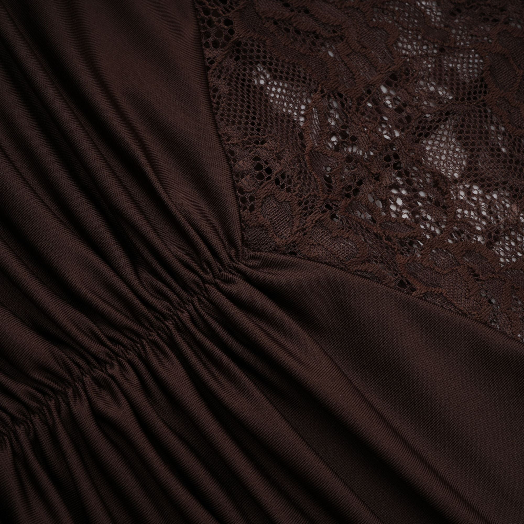 Brigitte Brown Lace Panel Ruched Maxi Dress (Final Sale-US Only)