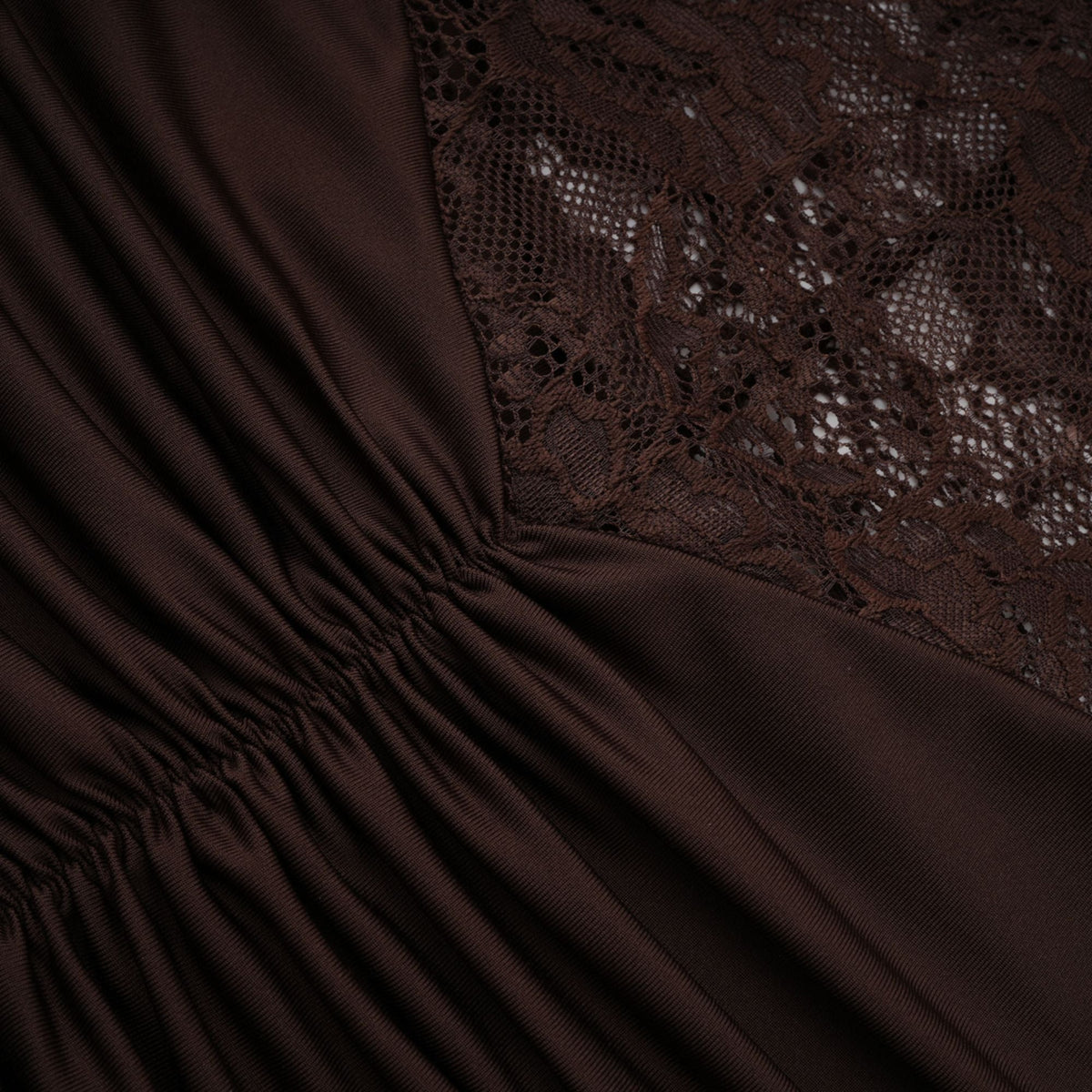 Brigitte Brown Lace Panel Ruched Maxi Dress (Final Sale-US Only)