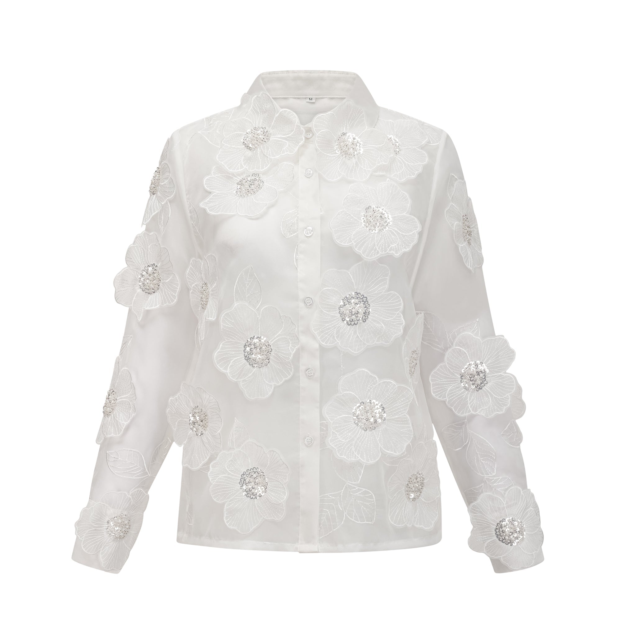 Béatrix white embellished semi-sheer shirt (Final Sale-US Only)