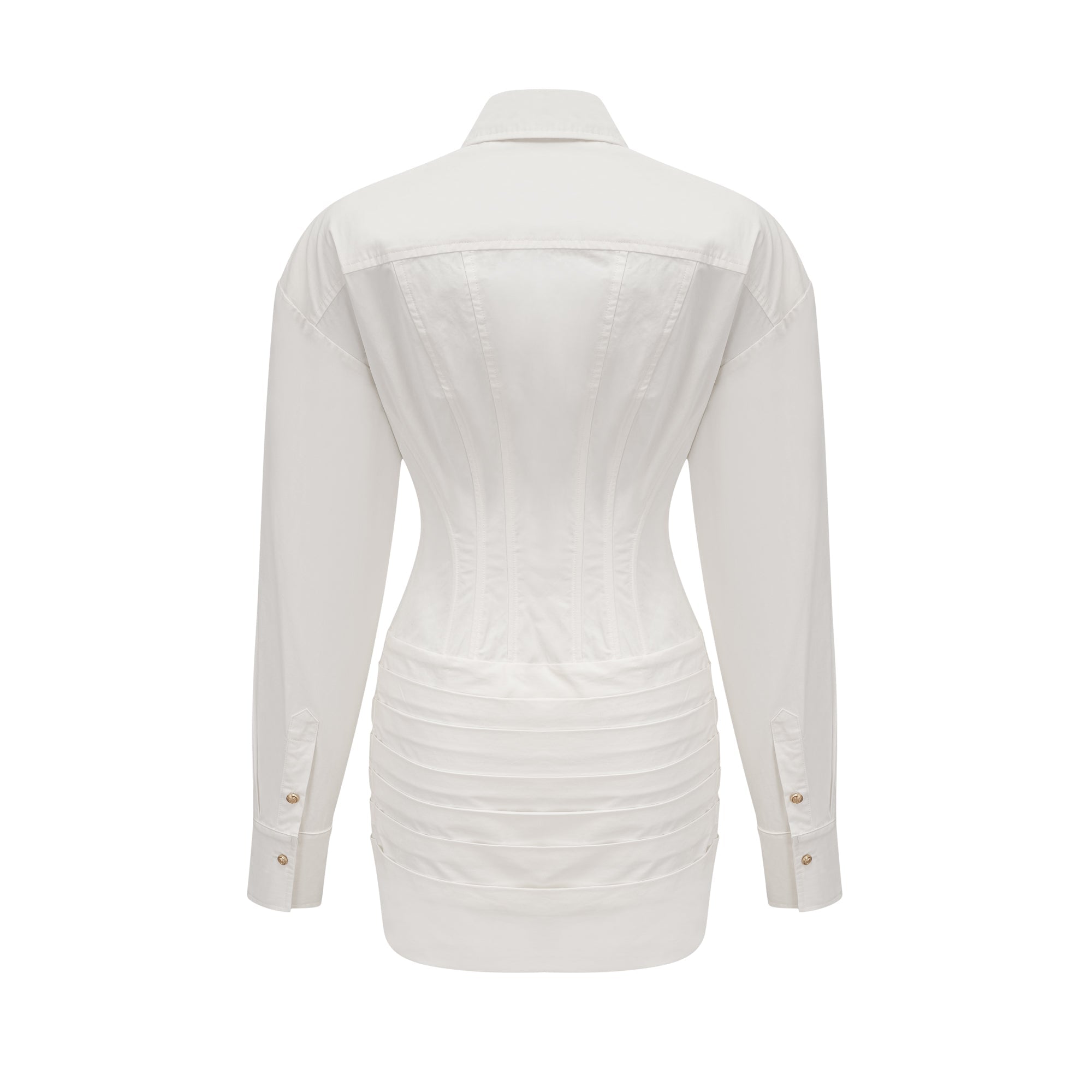Orlane white cinched-waist pleated mini shirt dress (US Only)