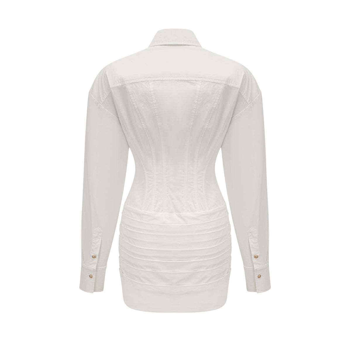 Orlane white cinched-waist pleated mini shirt dress (Final Sale-US Only)