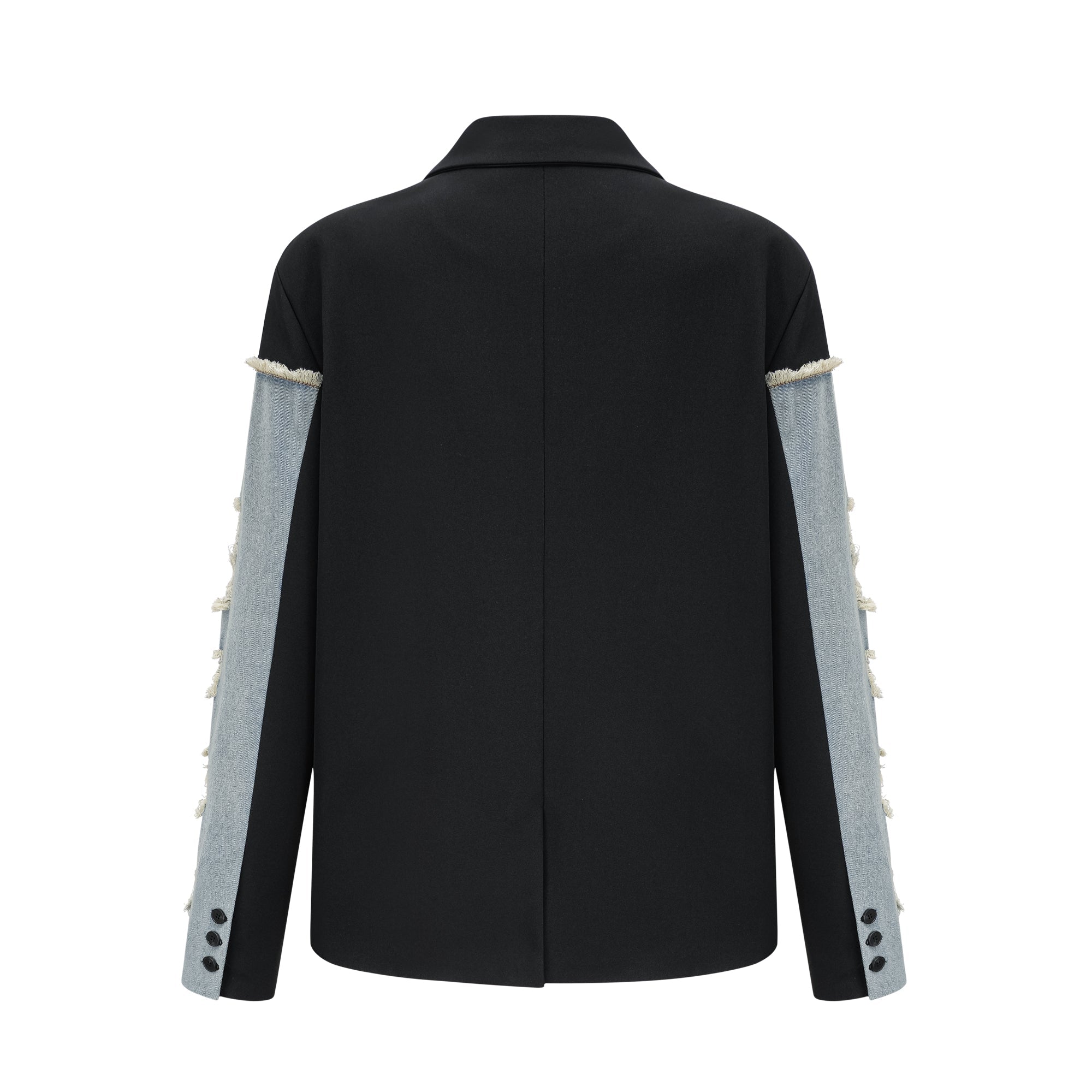 Halley black denim-panel ripped blazer