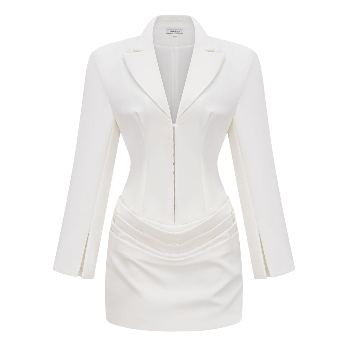 Rosette White Ruched Blazer Mini Dress
