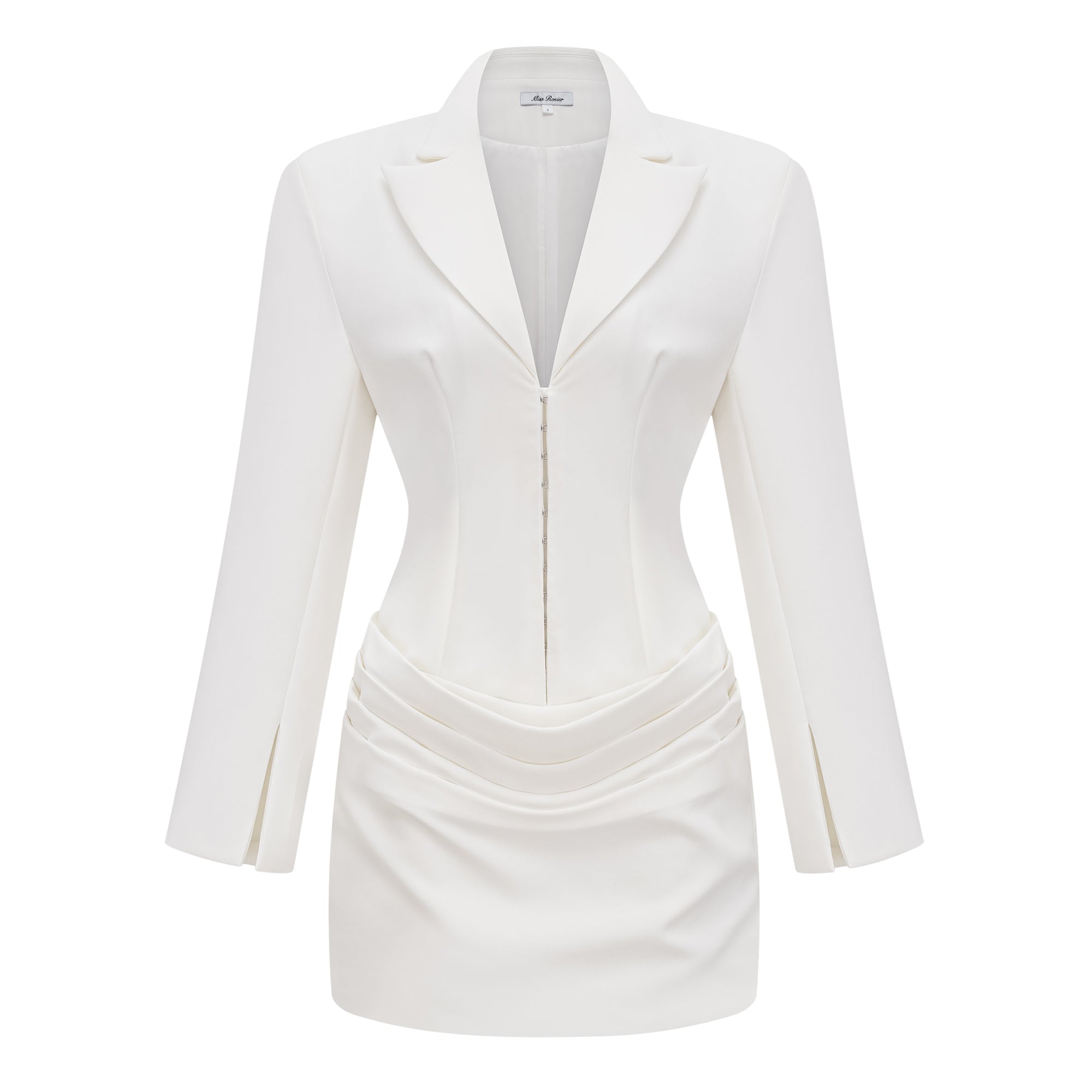 Rosette White Ruched Blazer Mini Dress (Final Sale-US Only)