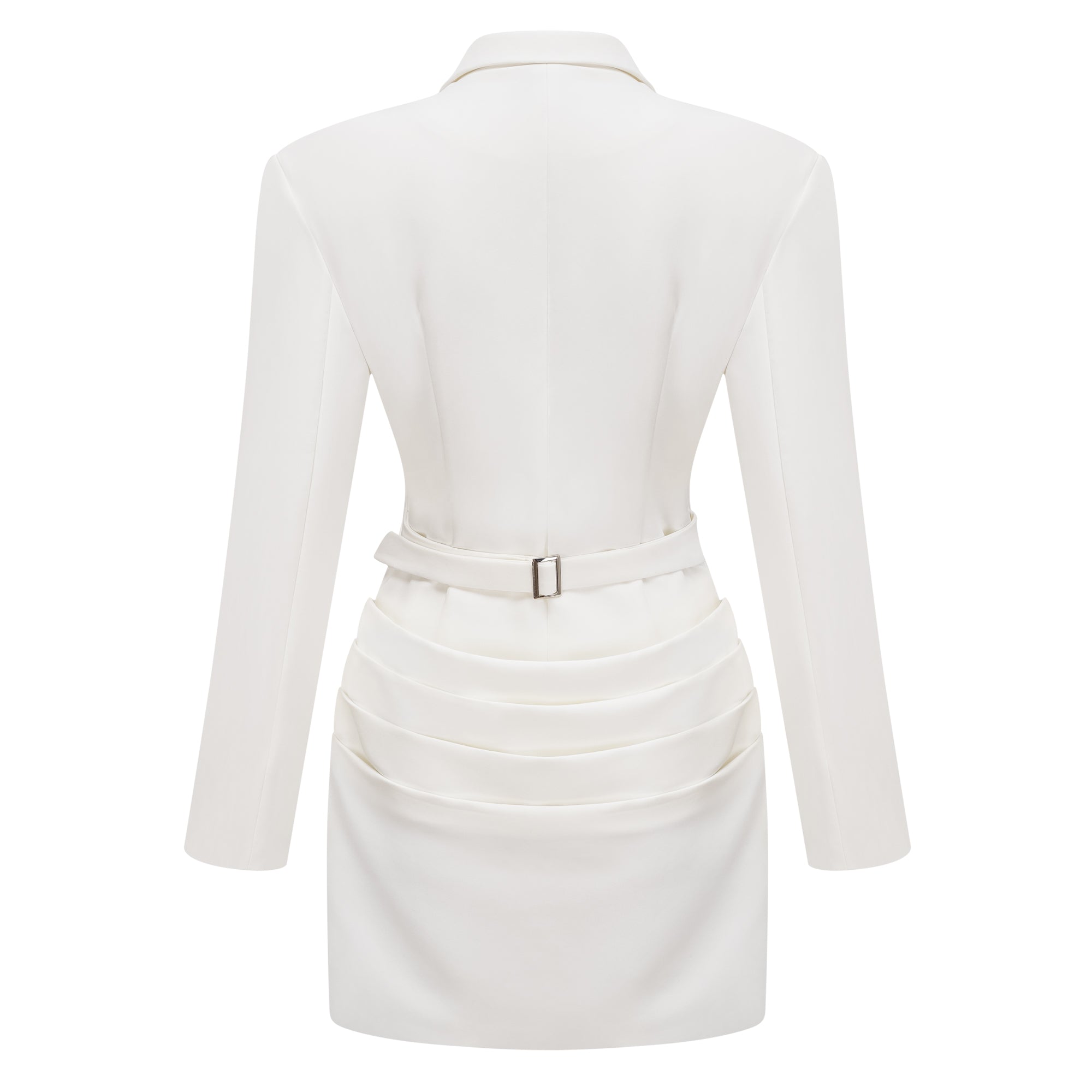 Rosette White Ruched Blazer Mini Dress (Final Sale-US Only)