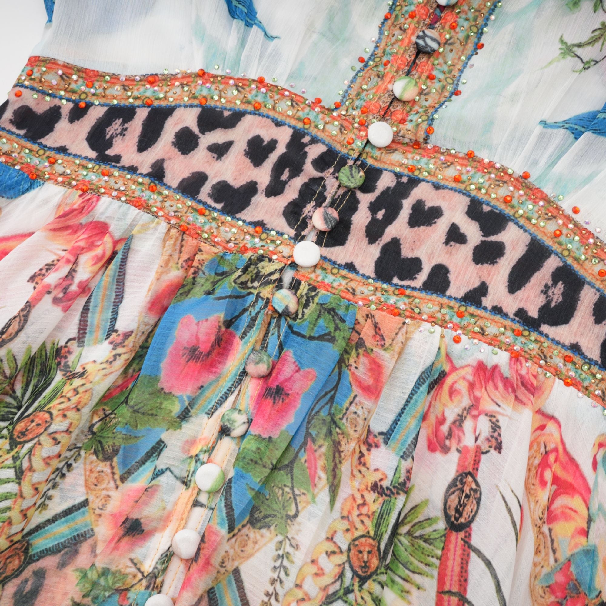 Éva pattern-print V-neck midi dress