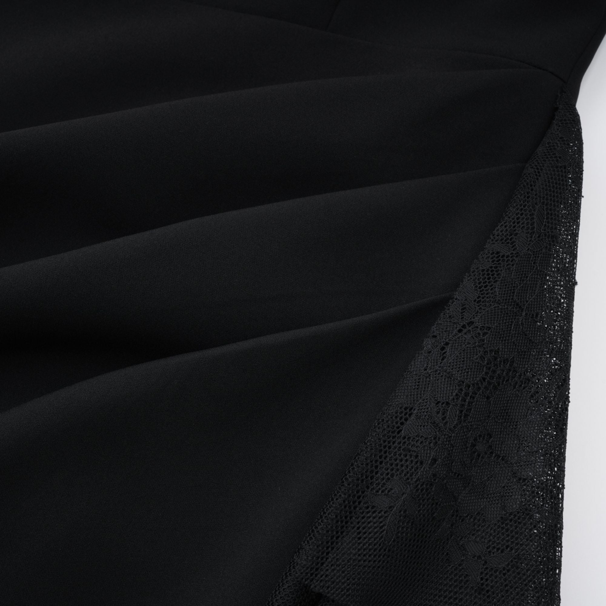 Bernadette black lace-panell asymmetrical midi dress (Final Sale)
