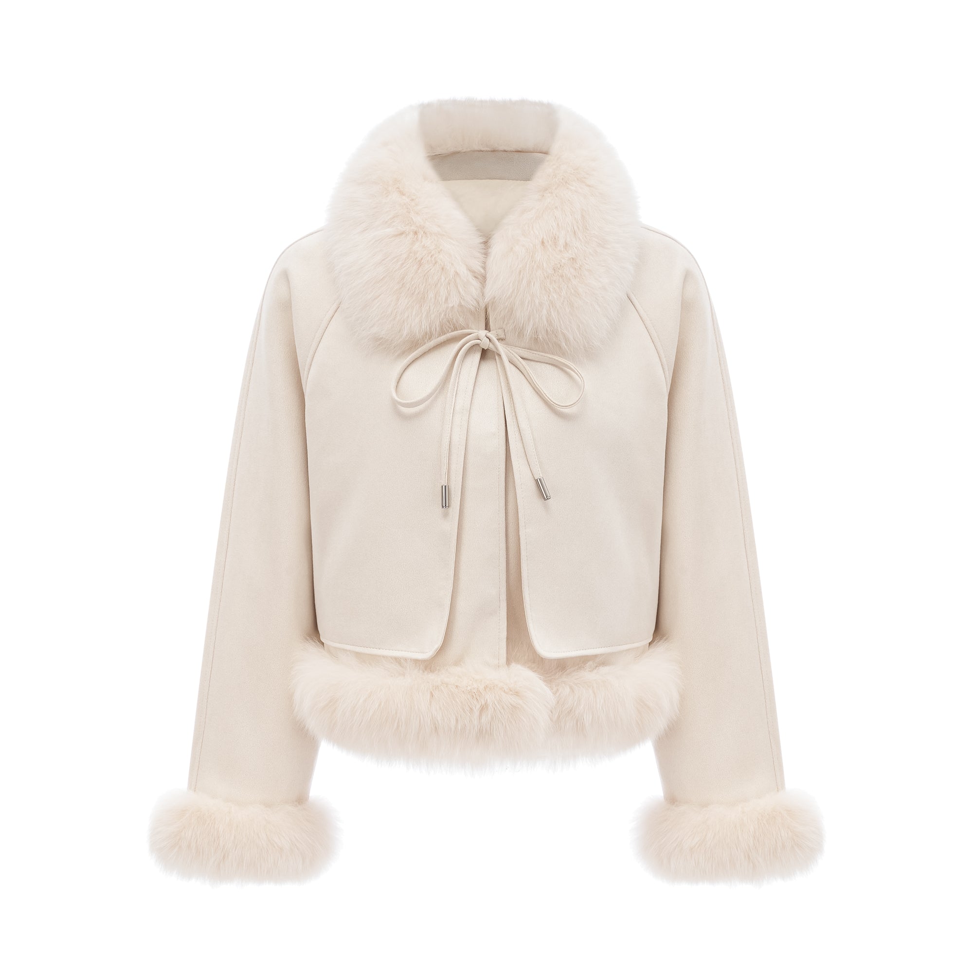 Cécile white suede fur padded short coat (Final Sale-US Only)