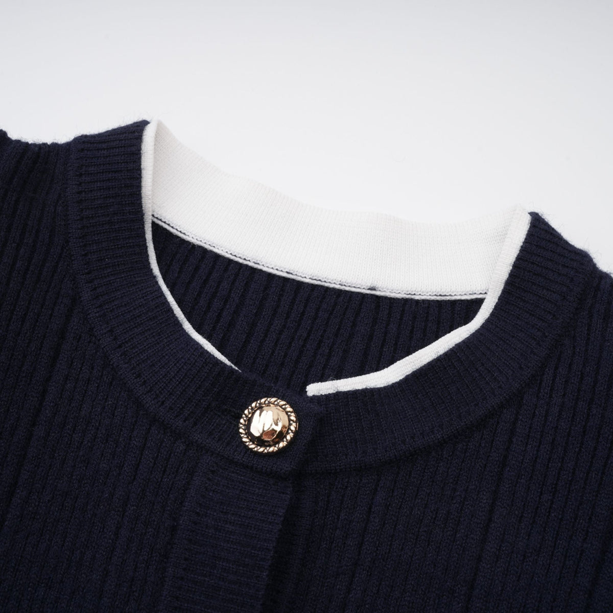 Fern Navy Blue Satin Panel Knit Midi Dress (Final Sale-US Only)