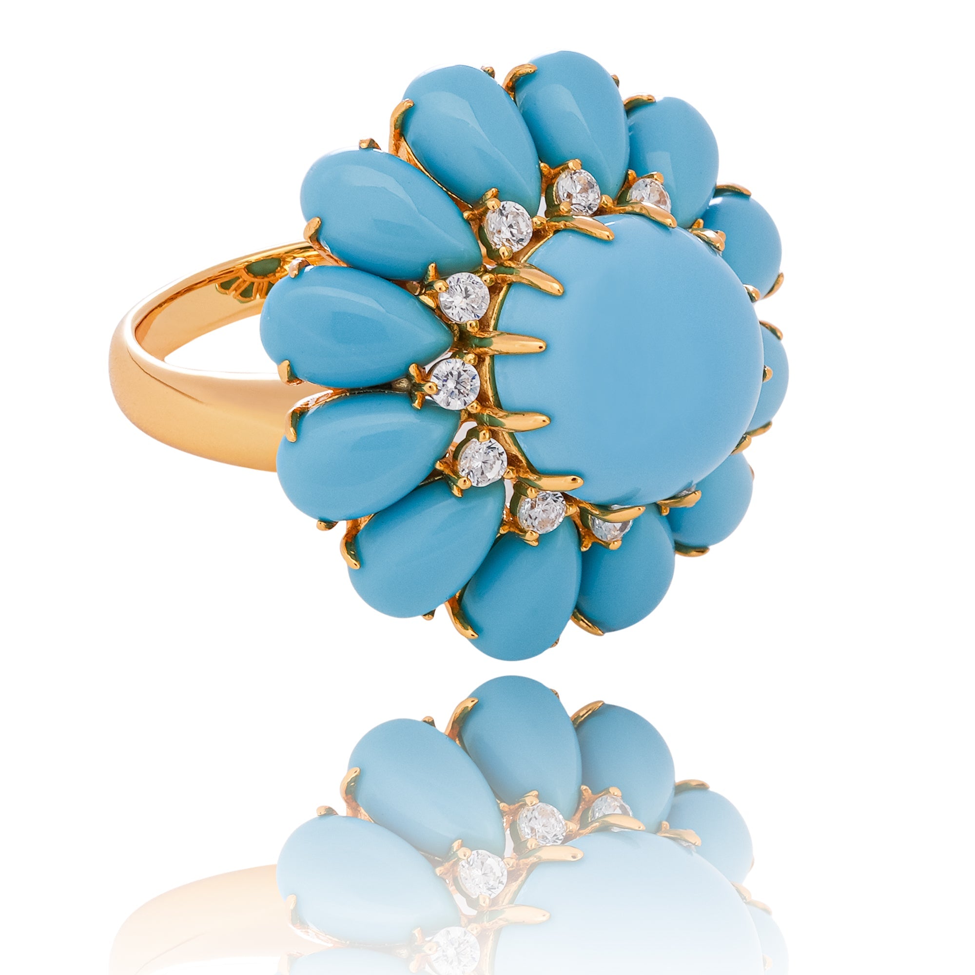 Cleo Blue Floral Turquoise Sterling Silver Ring