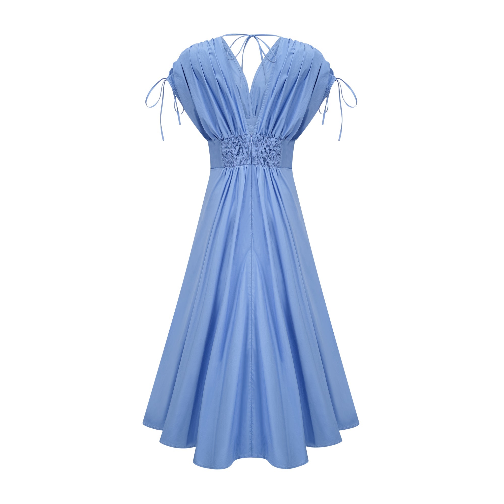 Emma petal-detail drawstring maxi dress in Blue (Final Sale-US Only)