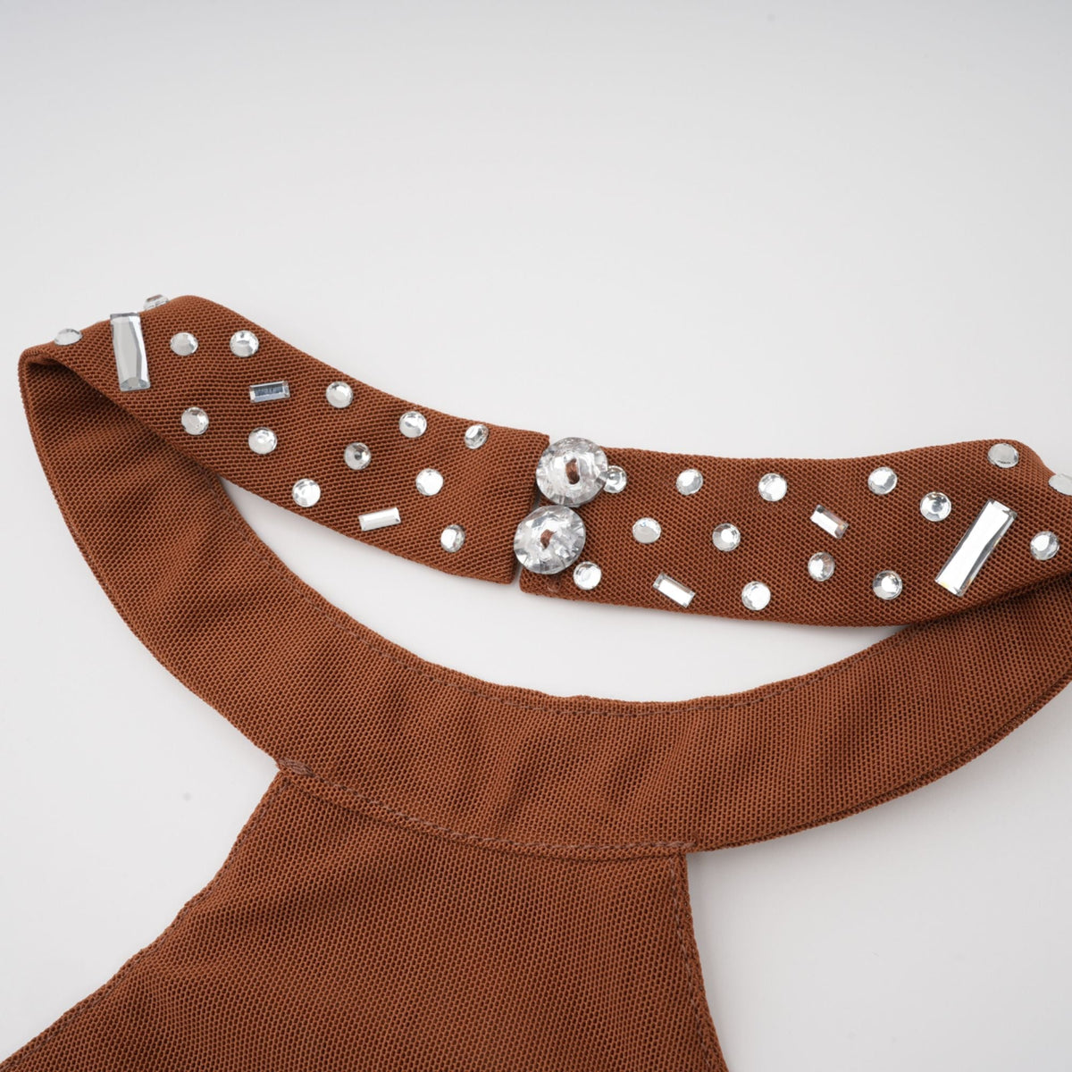Désirée brown embellished halter neck bodycon maxi dress