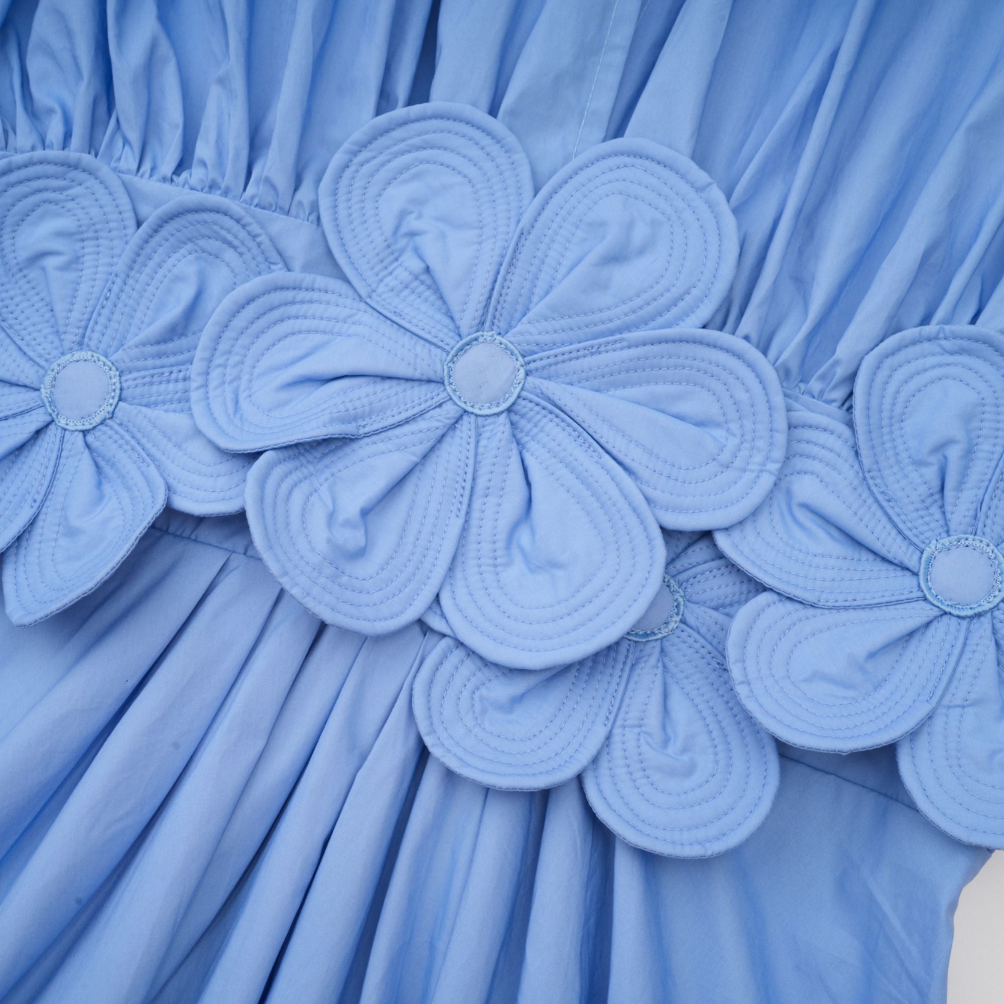 Emma petal-detail drawstring maxi dress in Blue (Final Sale-US Only)