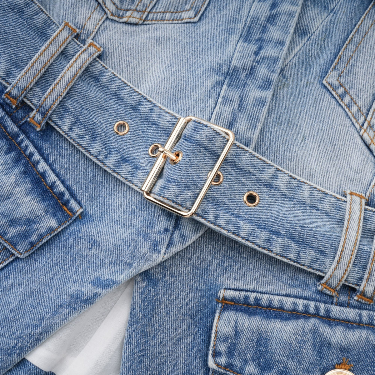 Edda Light Blue Belted Denim Jacket