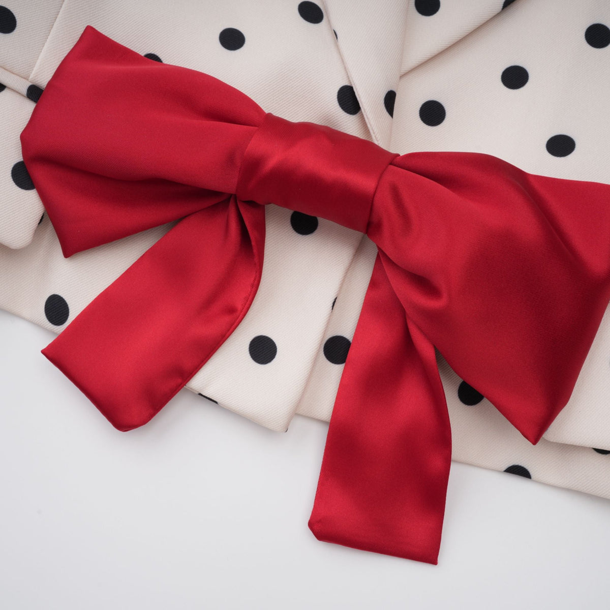Valentine White Bowknot Polka Dot Short Jacket