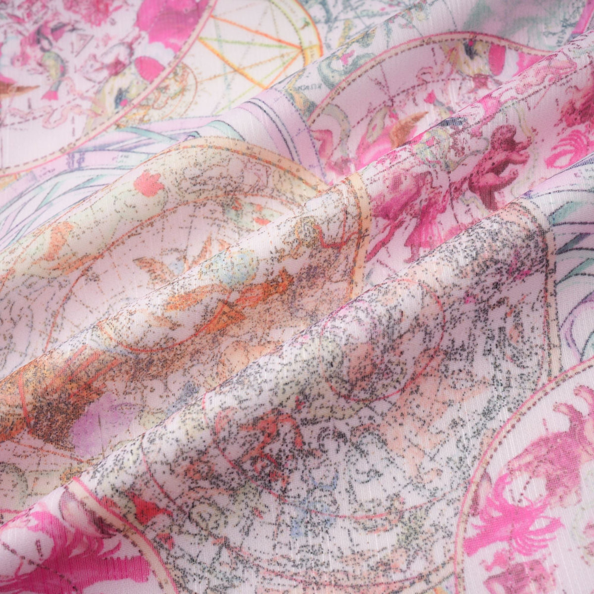 Cherry pink pattern-print shirt & skirt matching set