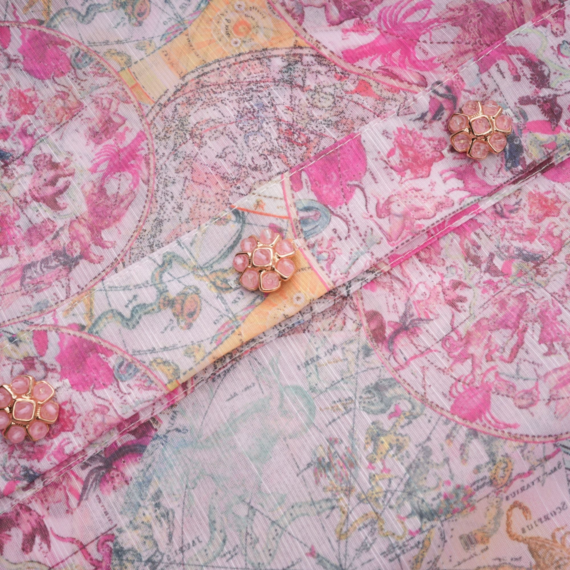 Cherry pink pattern-print shirt & skirt matching set (Final Sale-US Only)
