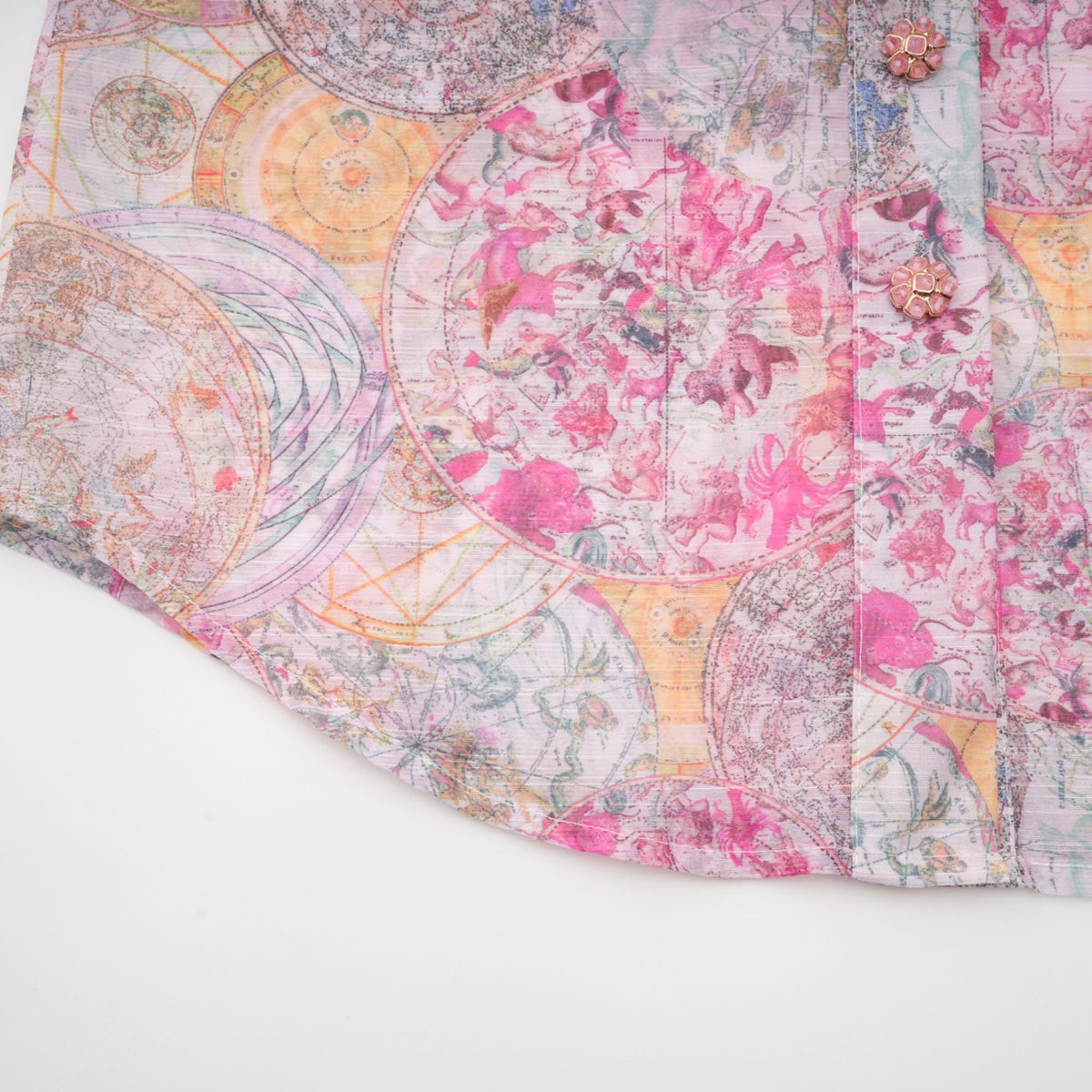 Cherry pink pattern-print shirt & skirt matching set (Final Sale-US Only)