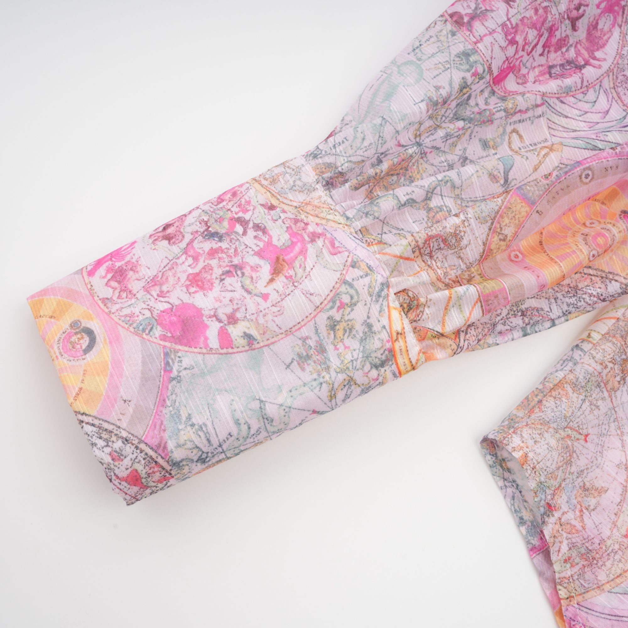 Cherry pink pattern-print shirt & skirt matching set (Final Sale-US Only)