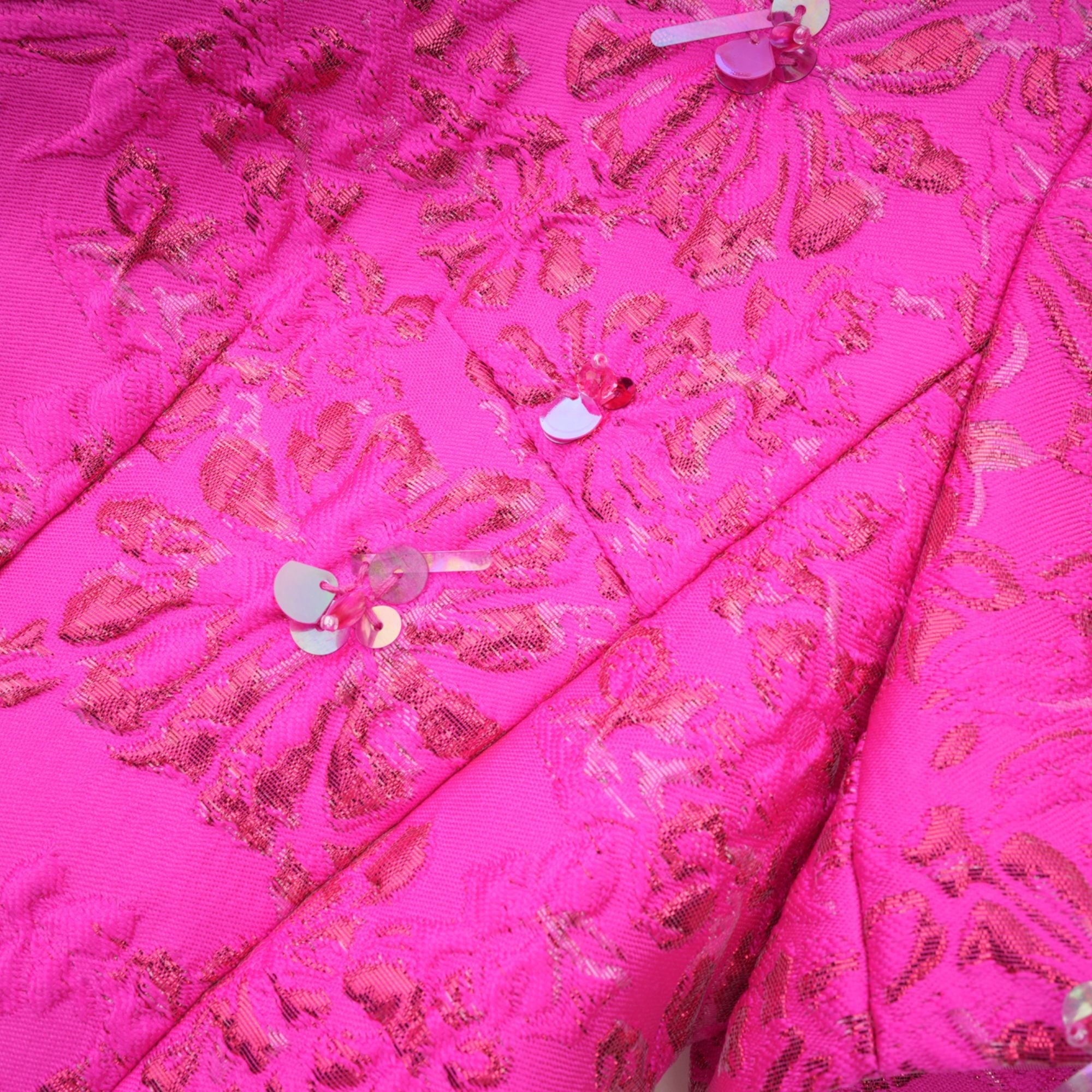 Celestia Floral-Appliqué Embellished Mini Dress in Pink