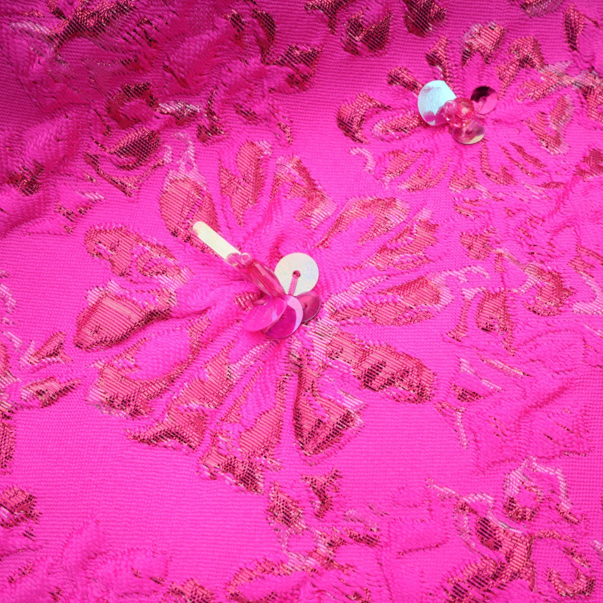 Celestia Floral-Appliqué Embellished Mini Dress in Pink