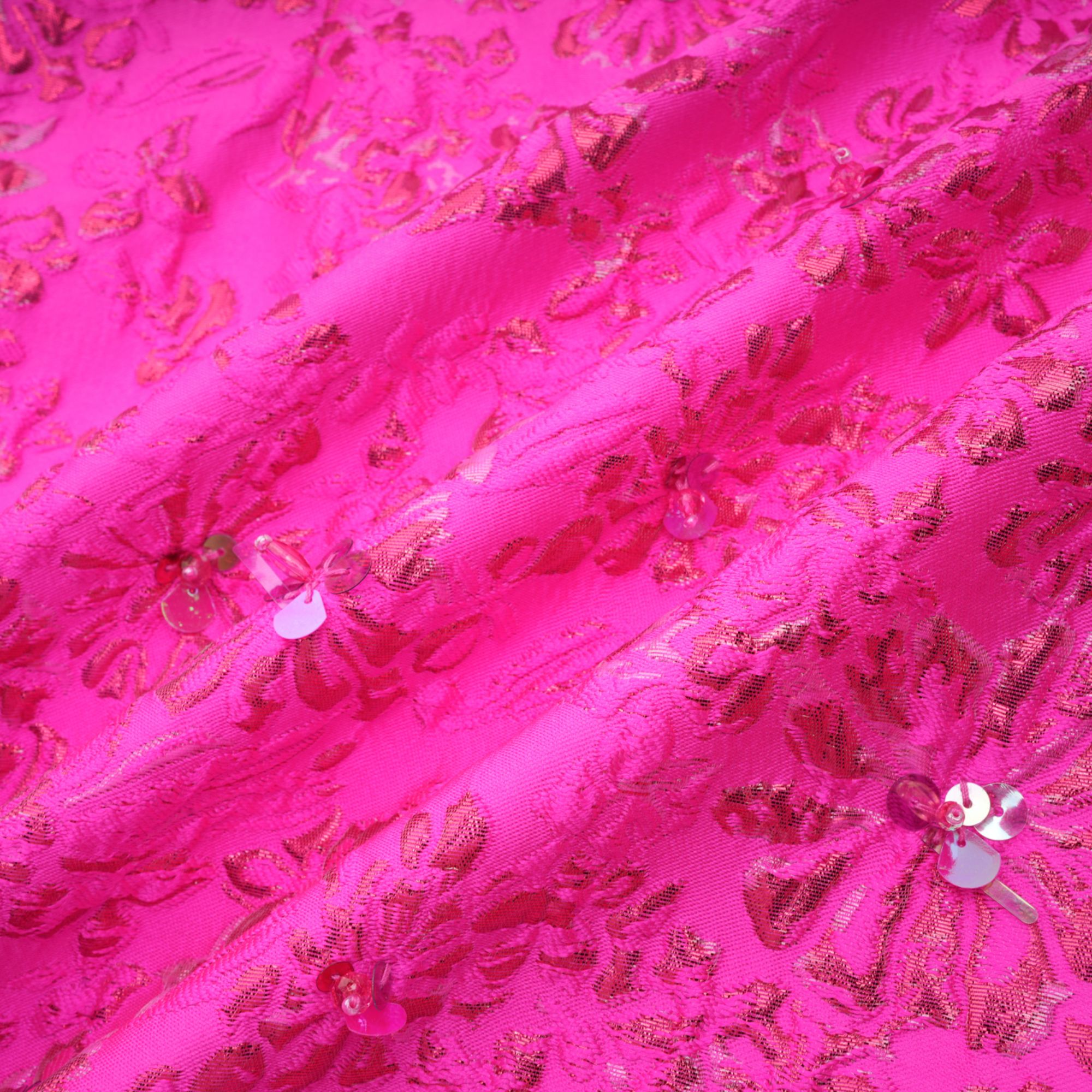 Celestia Floral-Appliqué Embellished Mini Dress in Pink