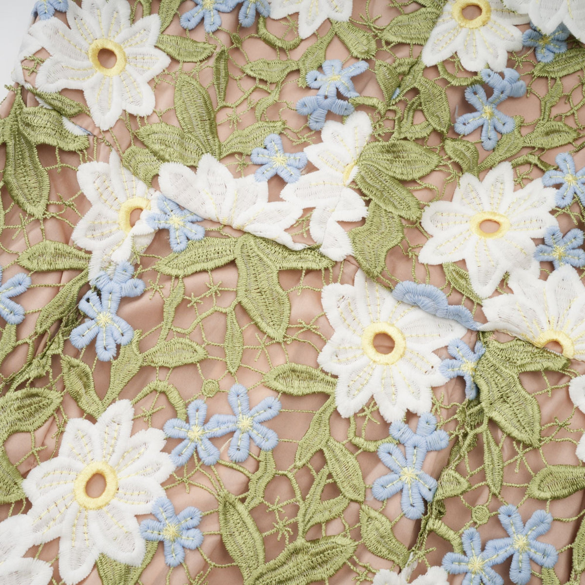 Carla floral embroidered hollow-carved midi dress