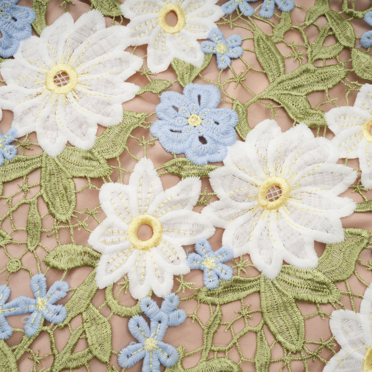 Carla floral embroidered hollow-carved midi dress (Final Sale)